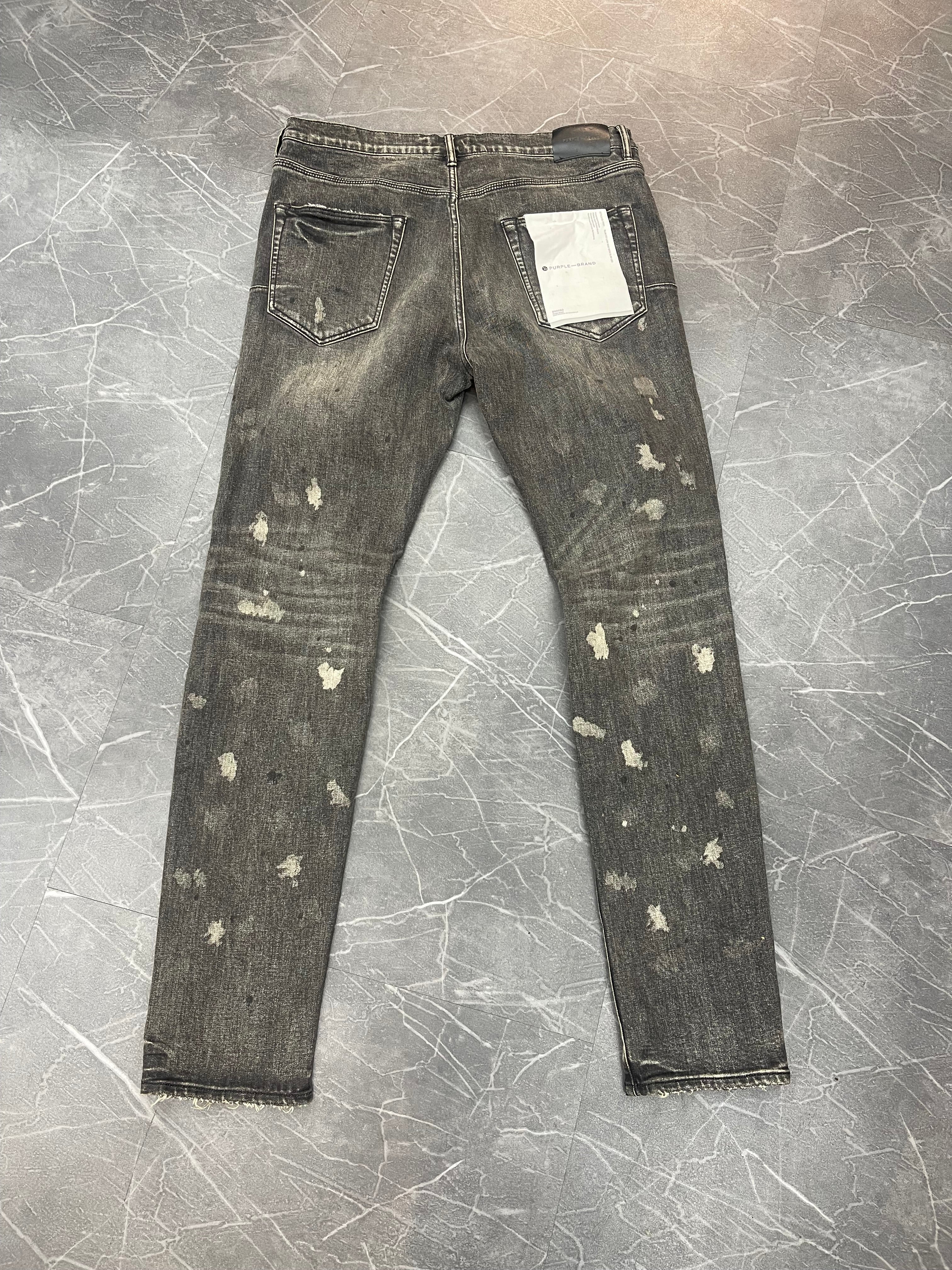 Purple Jeans Washed Grey Paint Splatter (36)