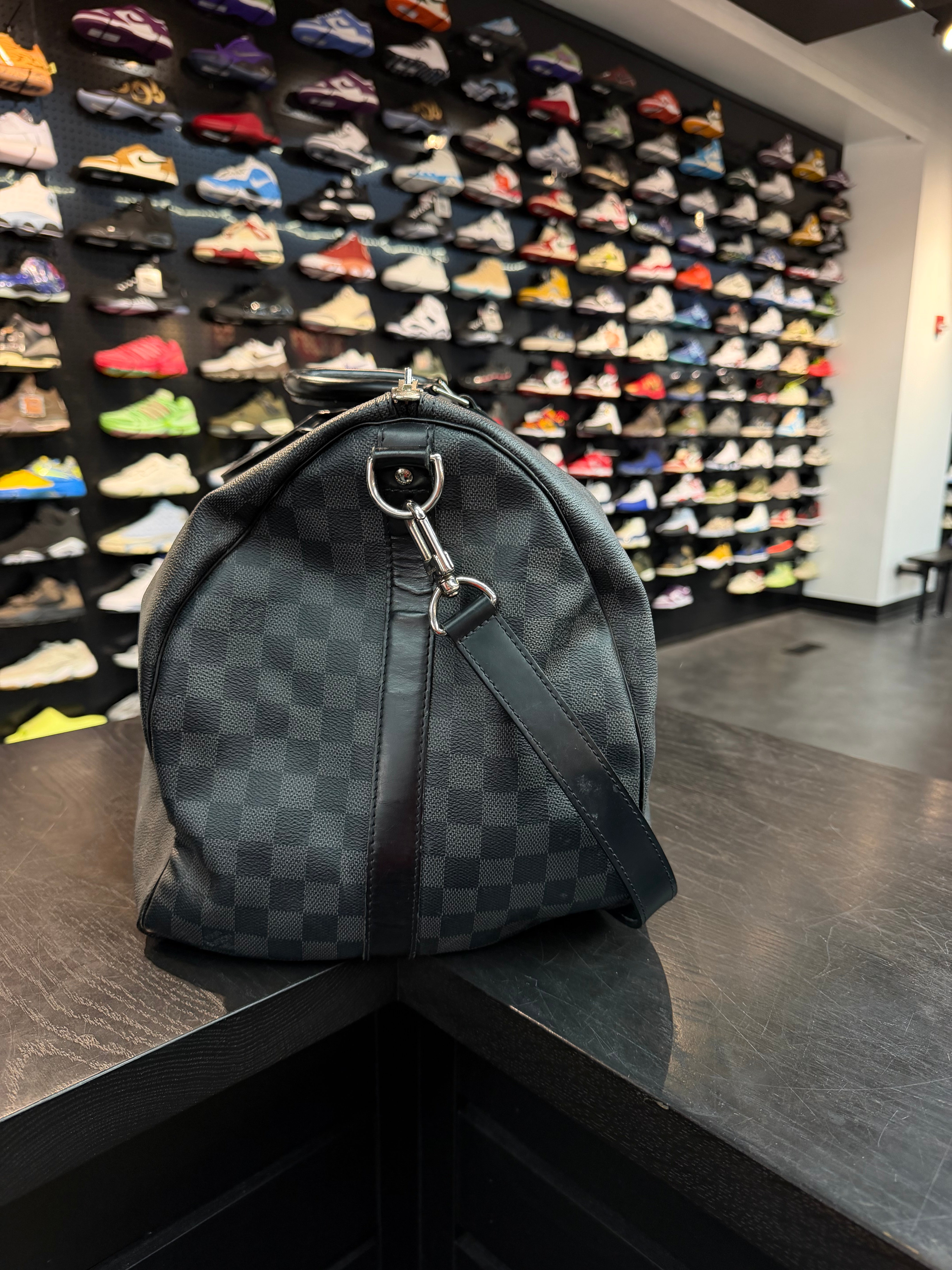 Louis Vuitton Checkered Keepall 55 Duffle Bag “Black”
