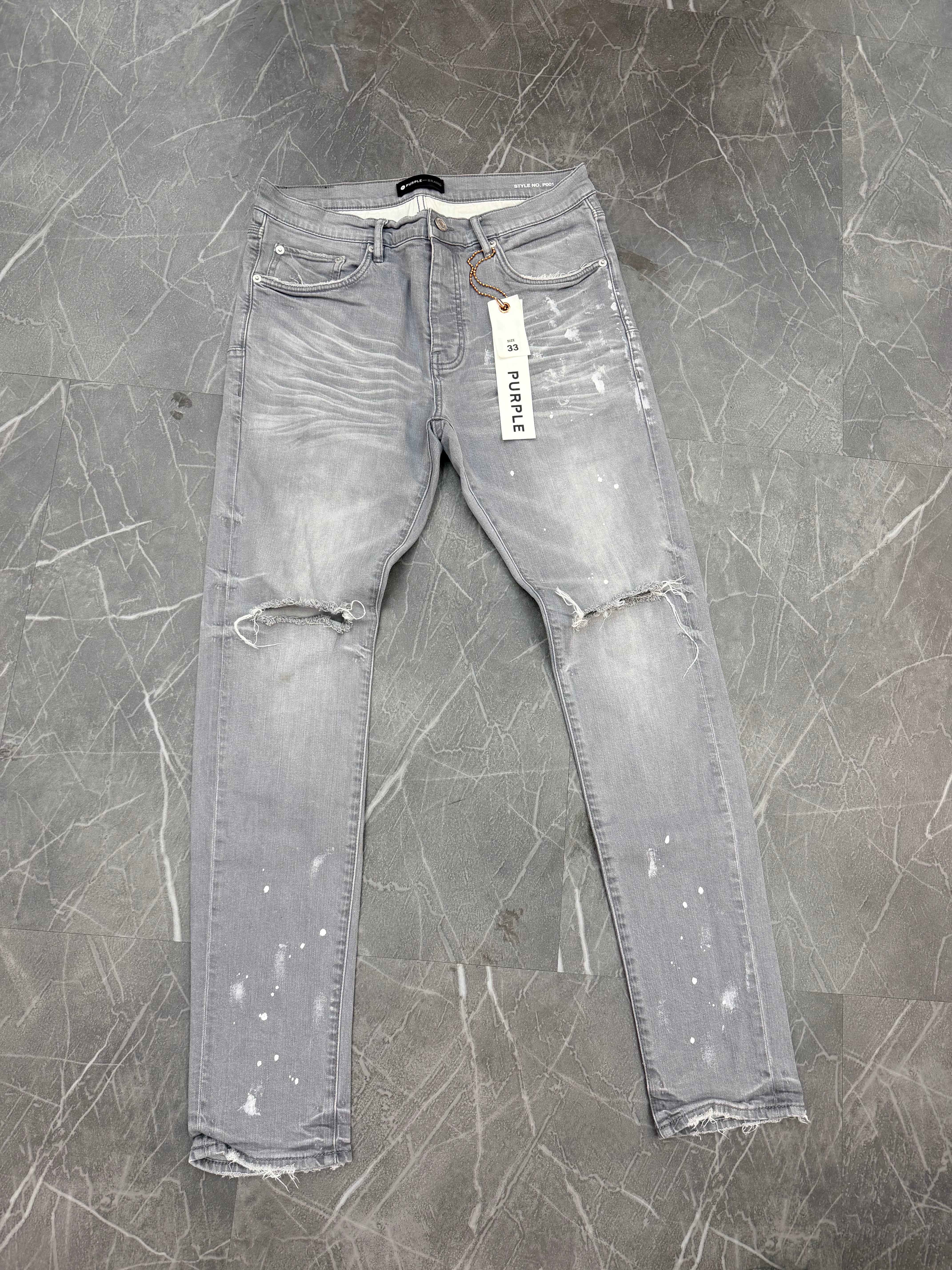 Purple Brand Jeans Grey Knee Rip Paint Splatter (33)