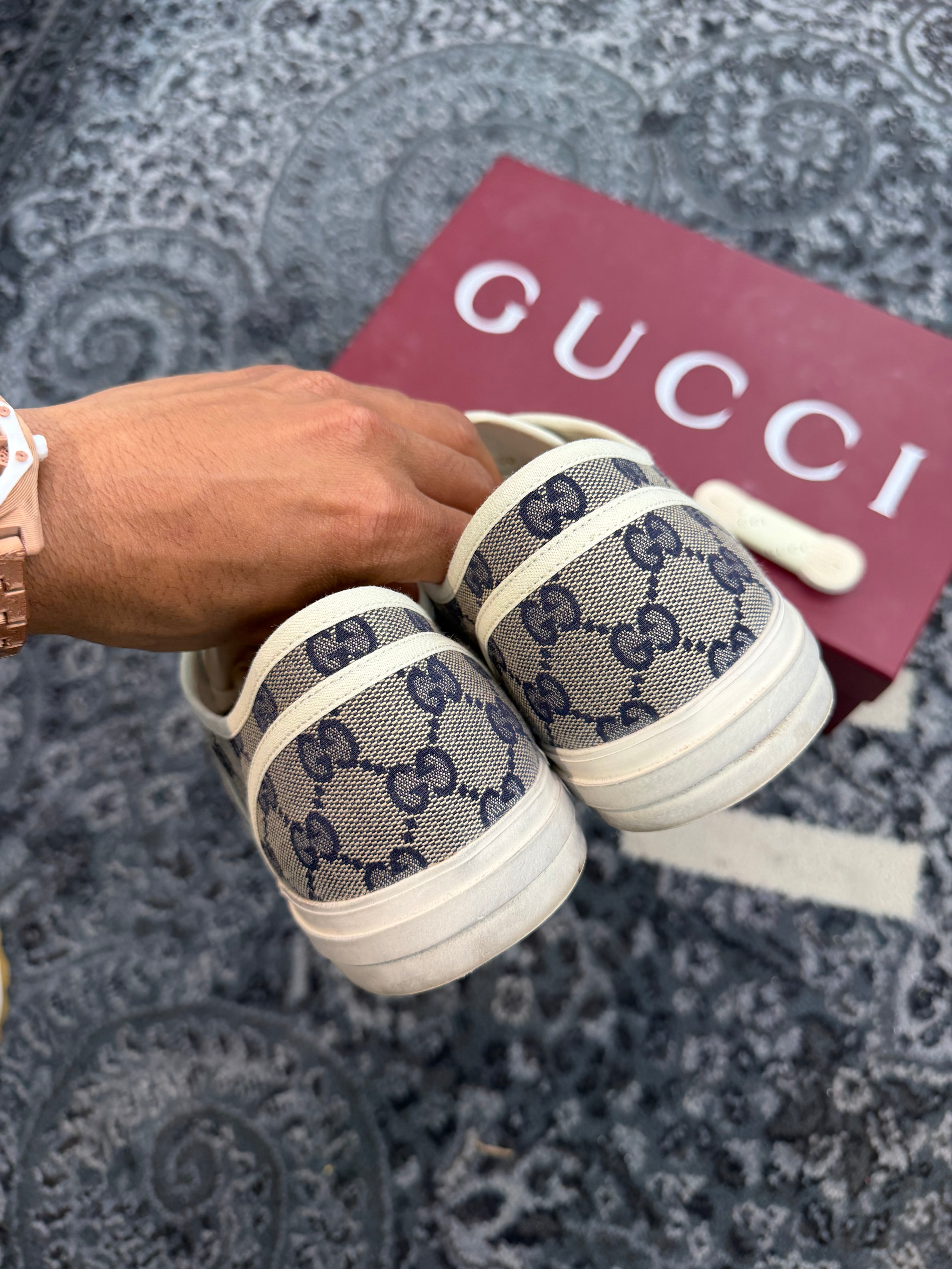 Gucci Canvas Low “Navy Beige”