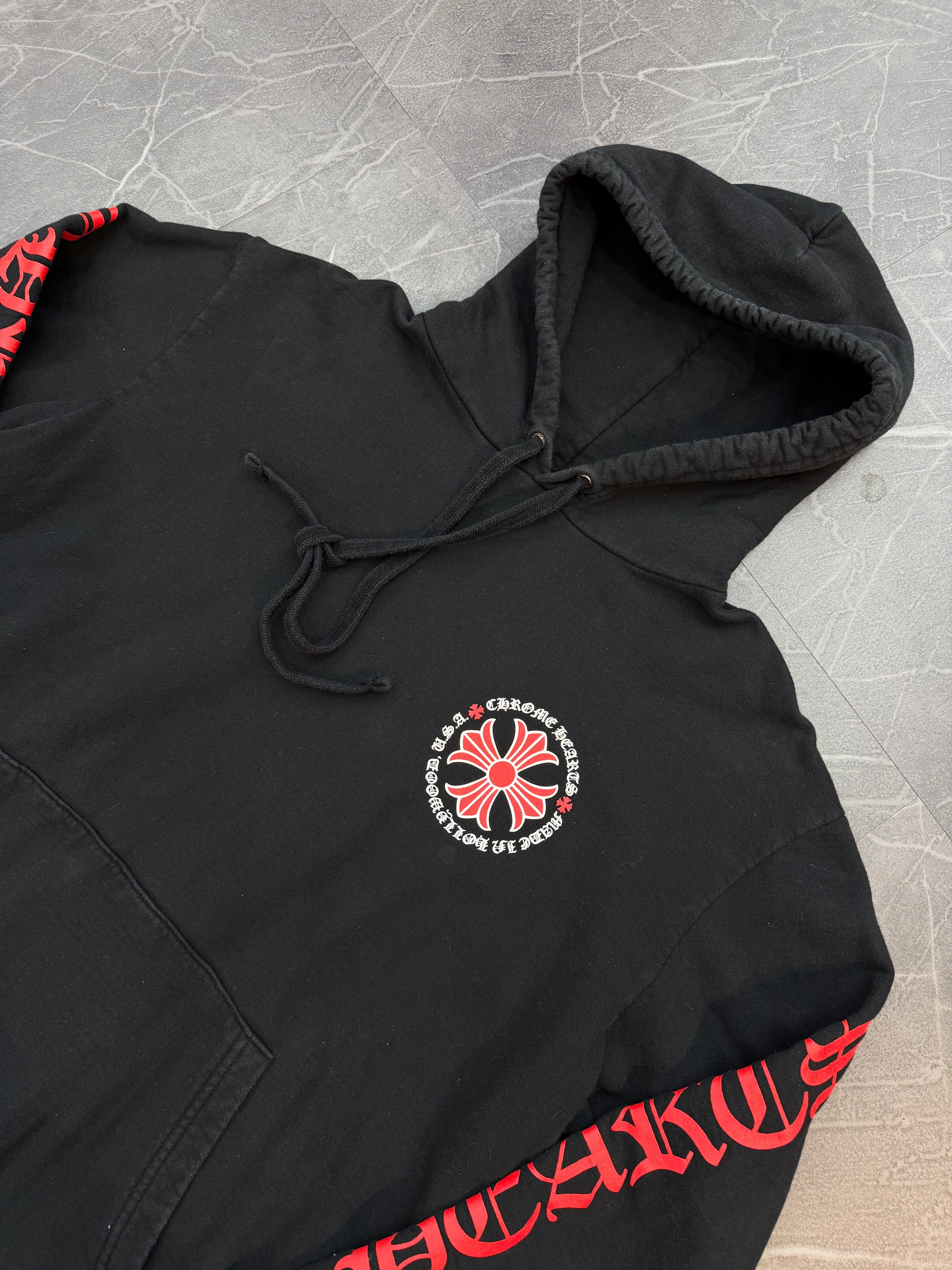 Chrome Hearts Made In Hollywood Plus Cross Hoodie Black Red