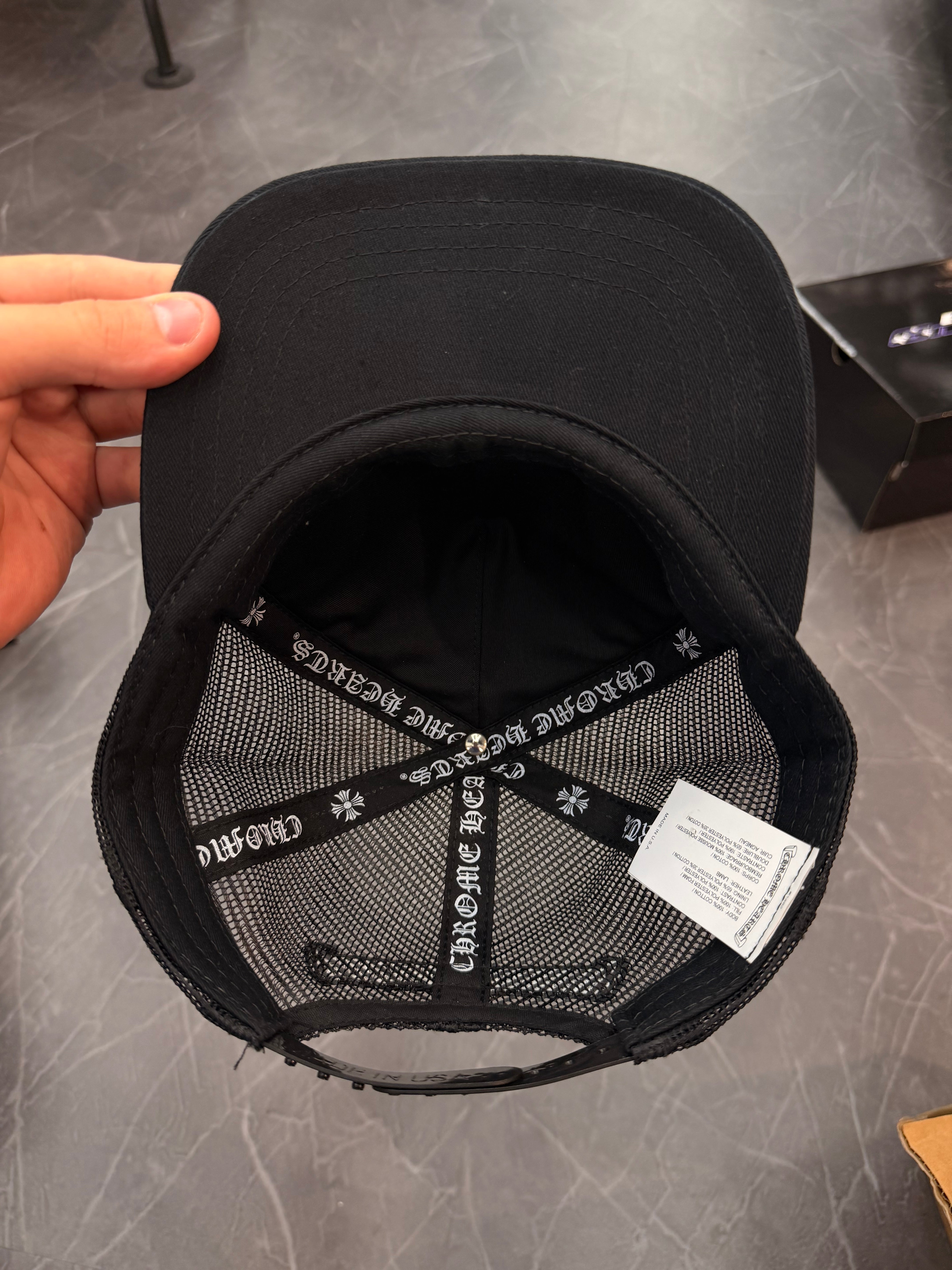 Chrome Hearts Triple Cross Cemetery Trucker Hat Black