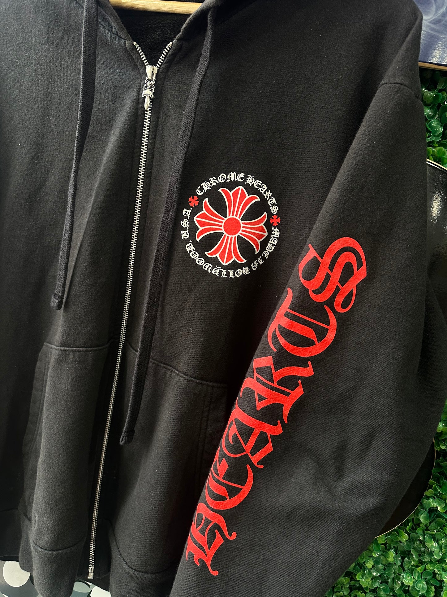 Chrome Hearts Red Cross Zip Up Hoodie