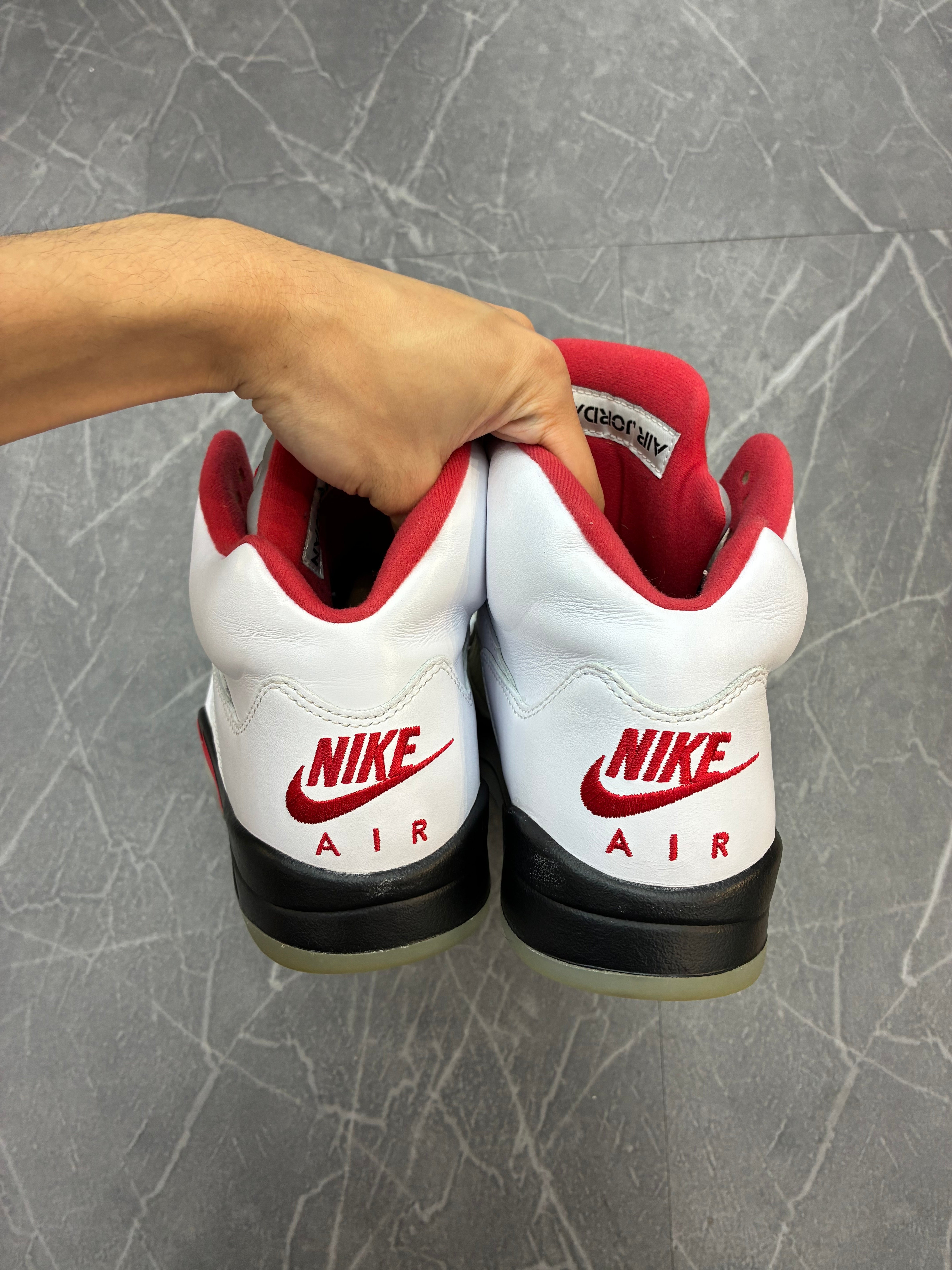 Jordan 5 Fire Red Silver Tongue