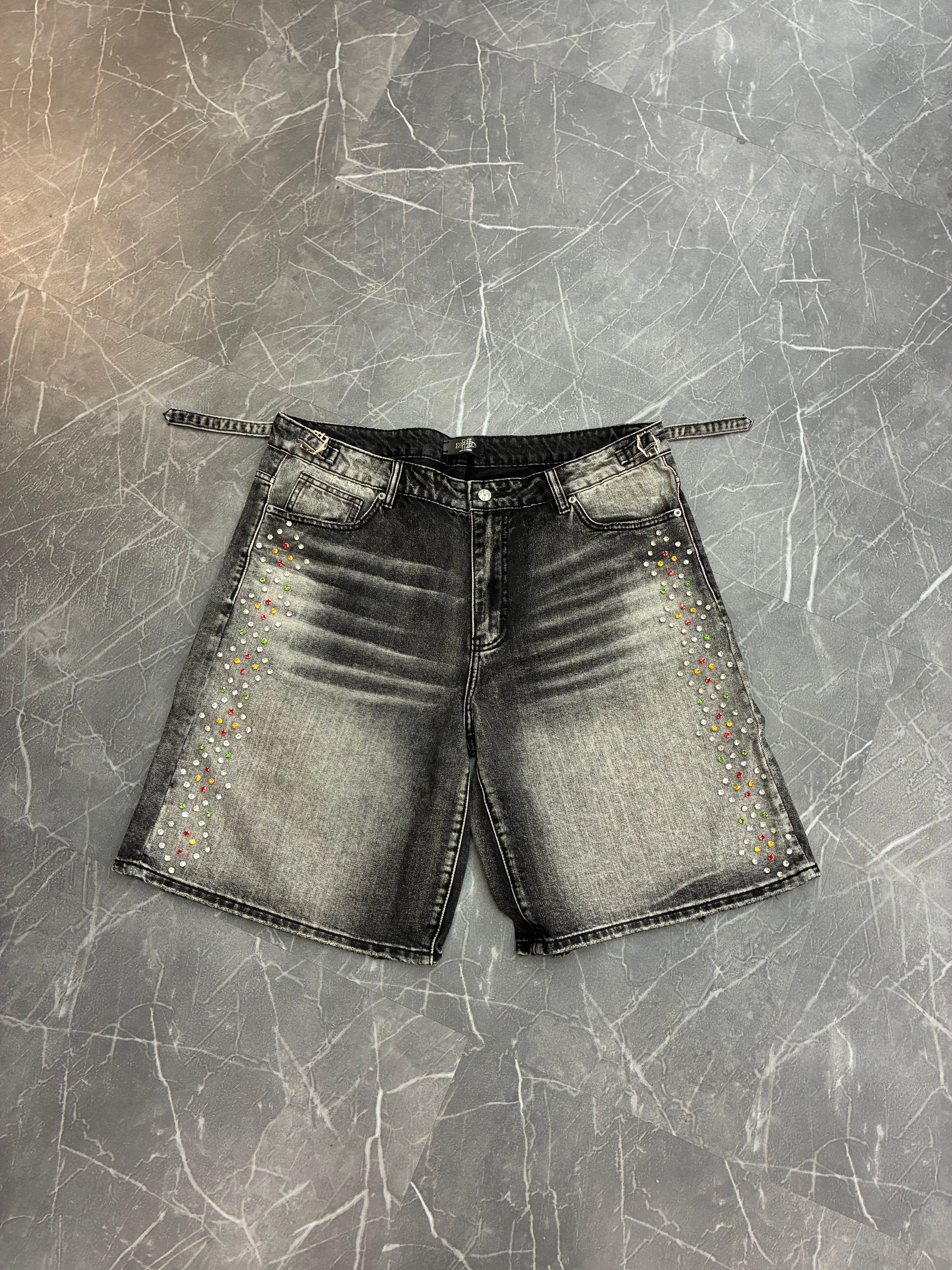 HMDD Crystal Black Jean Shorts