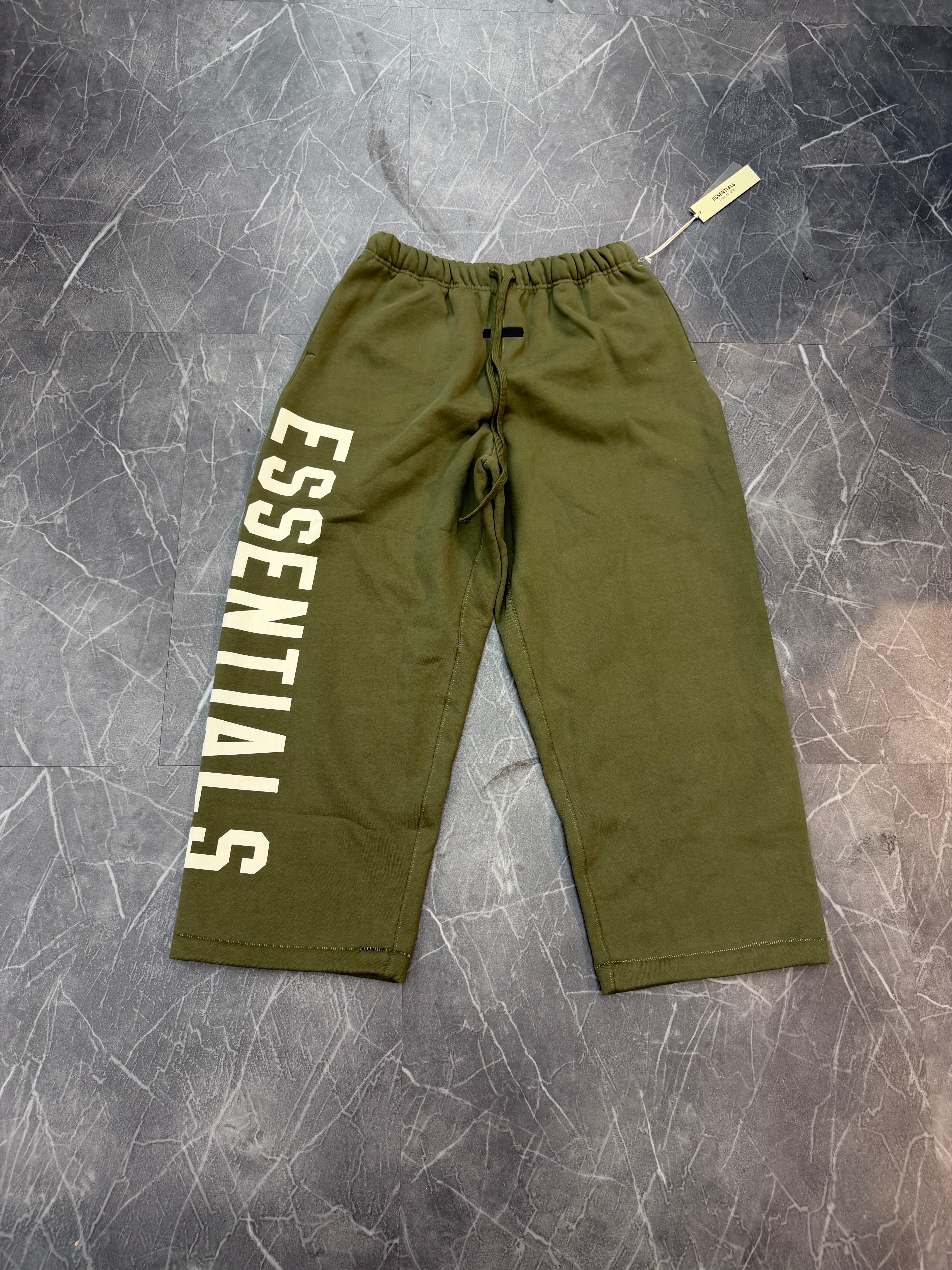 Essentials Sweatpants AOP Leg Logo “Olive”