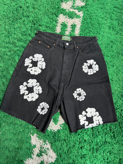 Denim Tears Cotton Wreath Denim Shorts Black