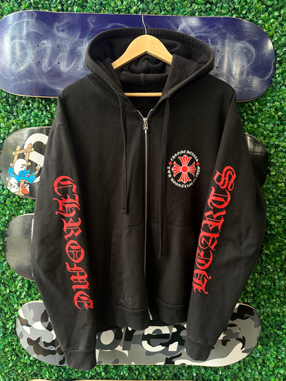 Chrome Hearts Red Cross Zip Up Hoodie