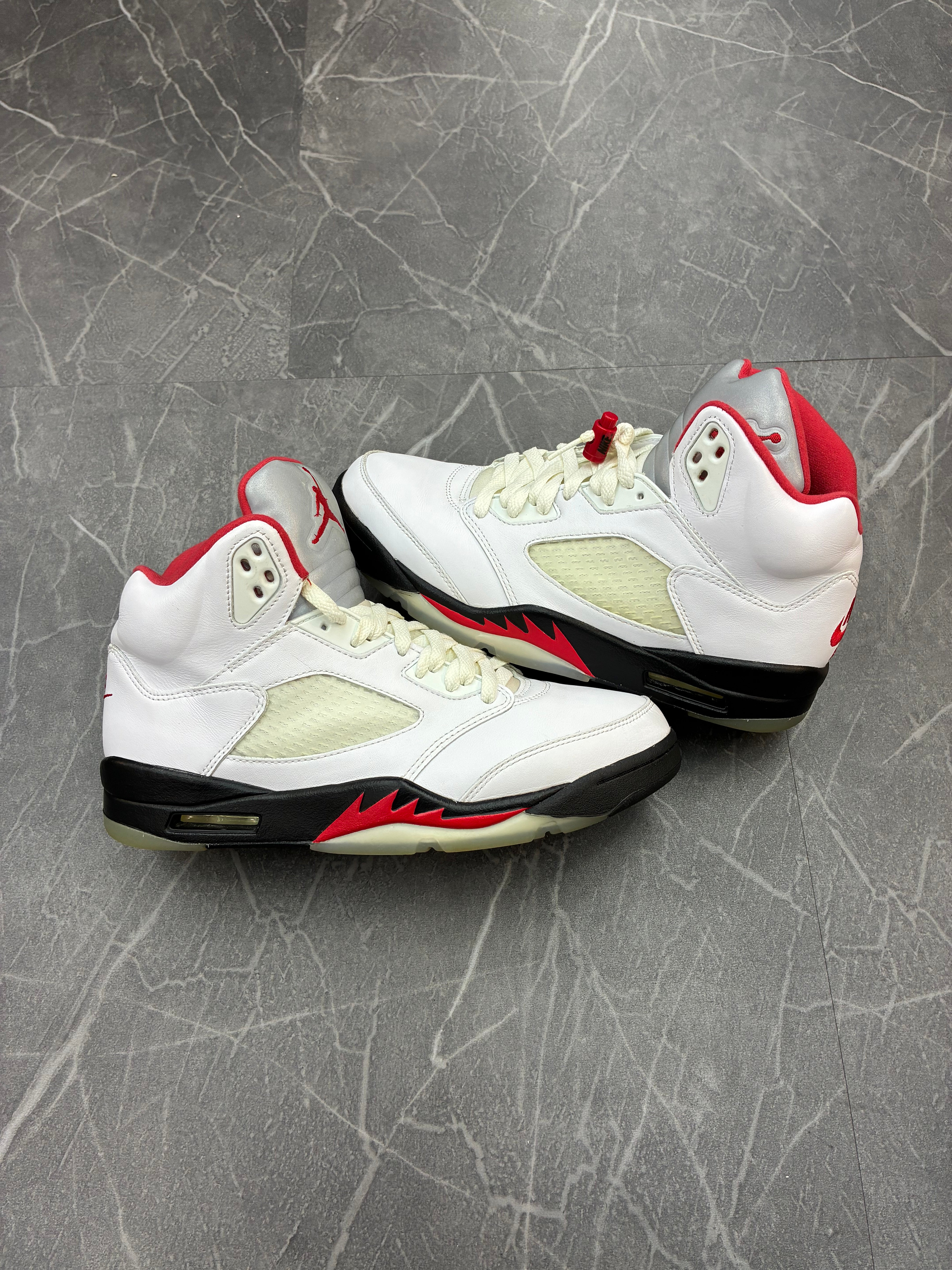 Jordan 5 Fire Red Silver Tongue