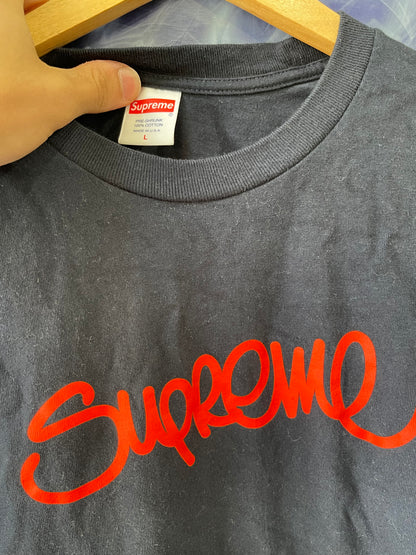 Supreme Handstyle Logo Tee “Navy”