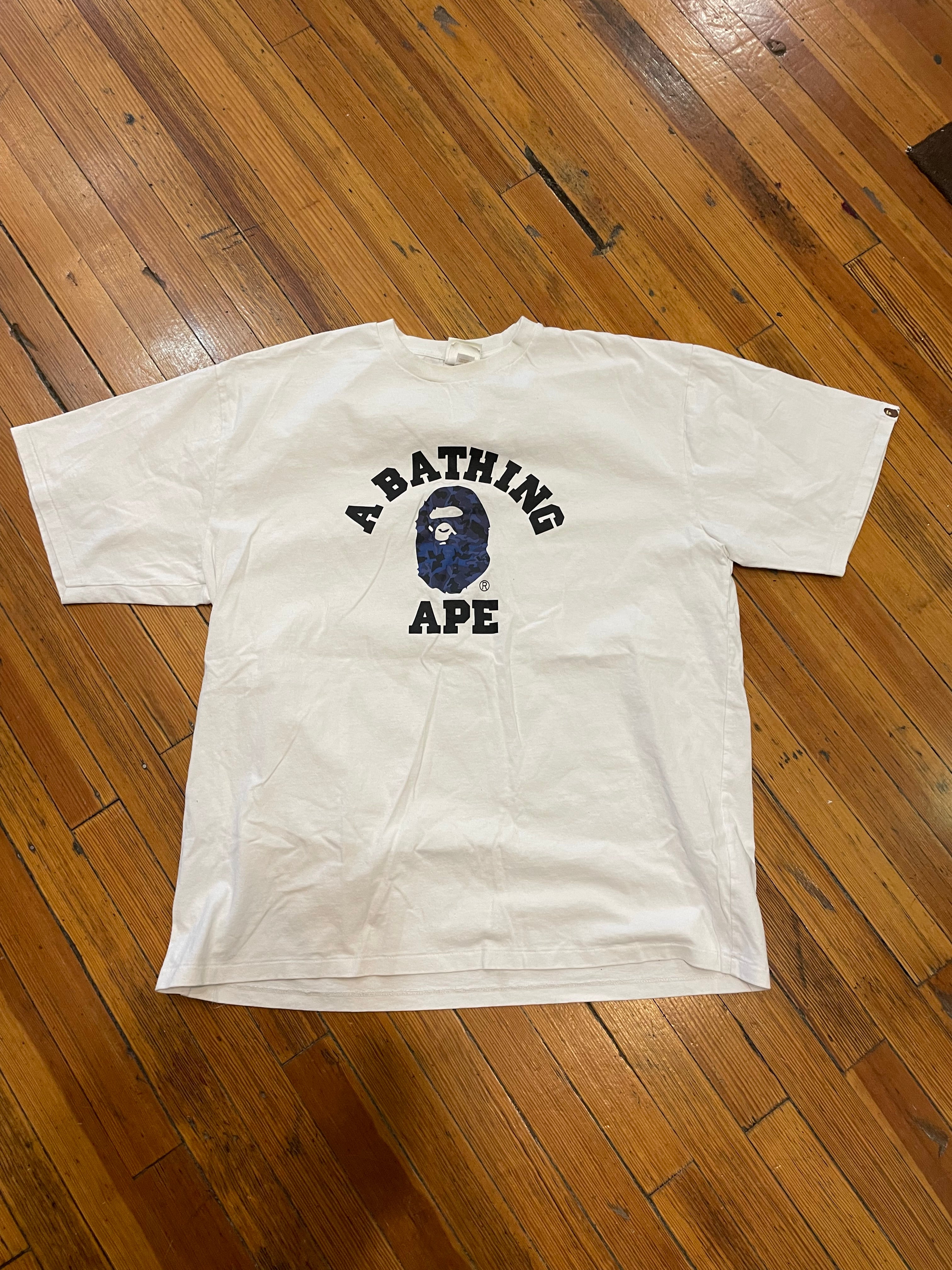 Bape College Tee Blue Camo “White”