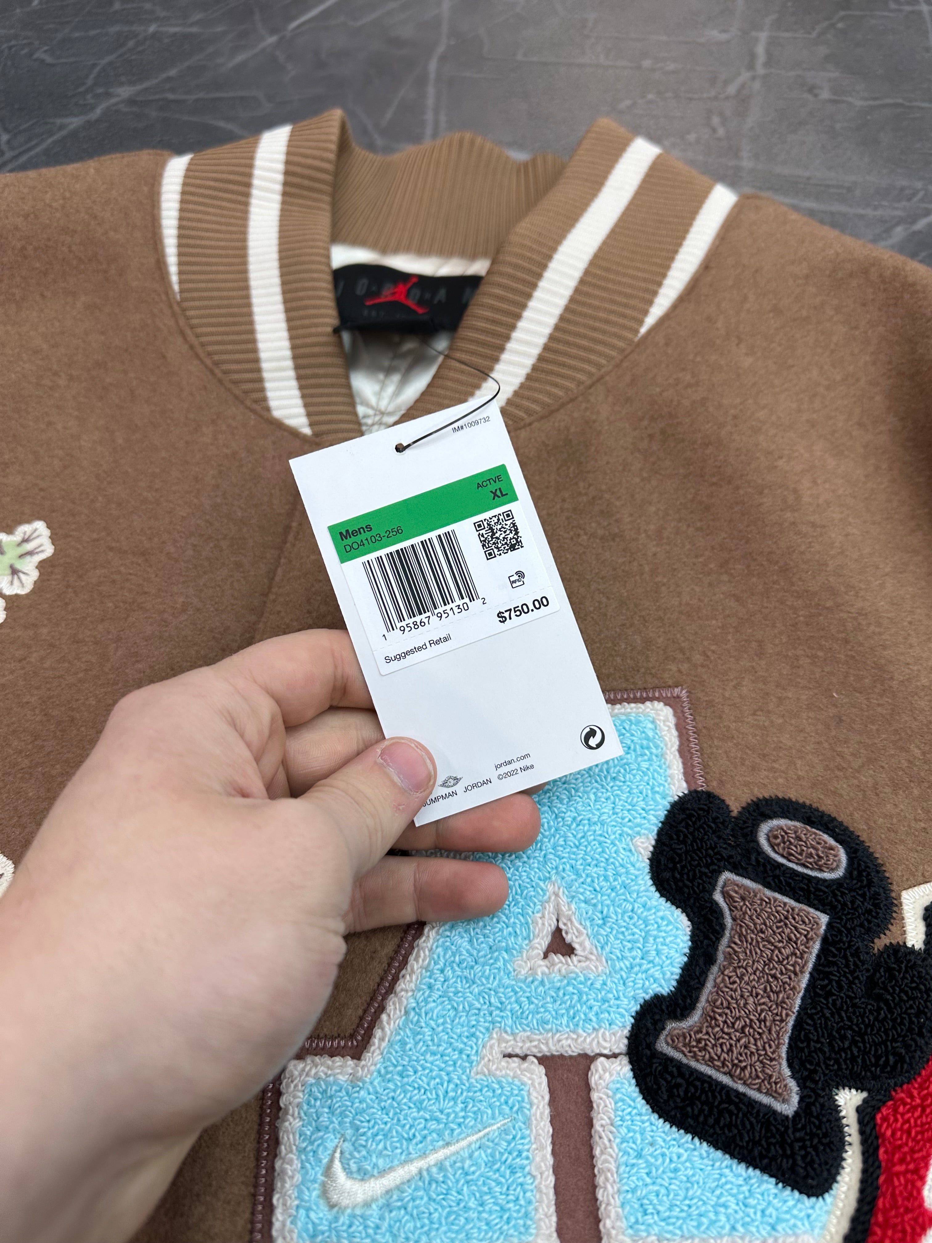 Travis Scott x Jordan Varsity Jacket “Antique Brown”