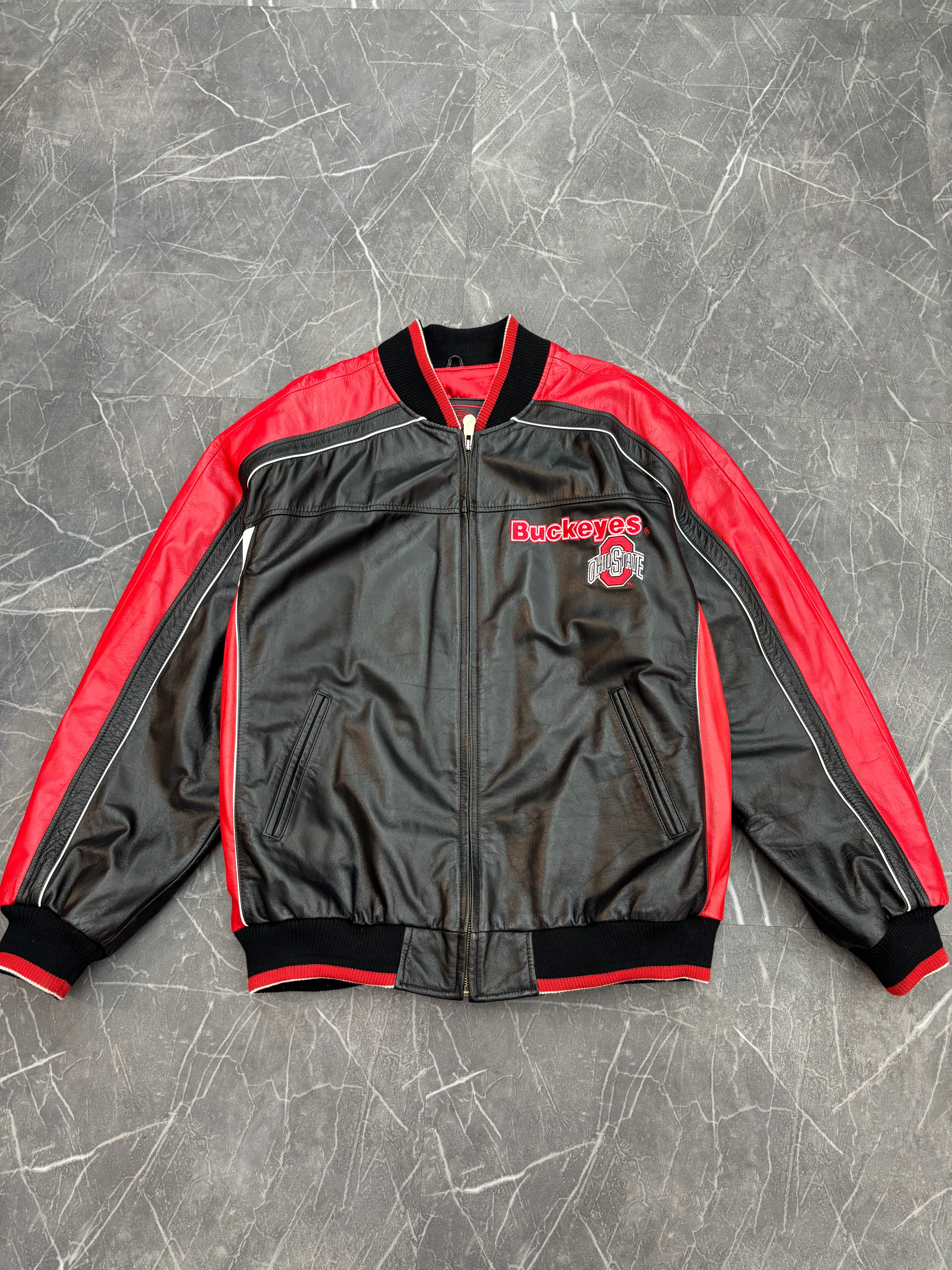 Ohio State Buckeyes Leather Bomber Jacket (XL)