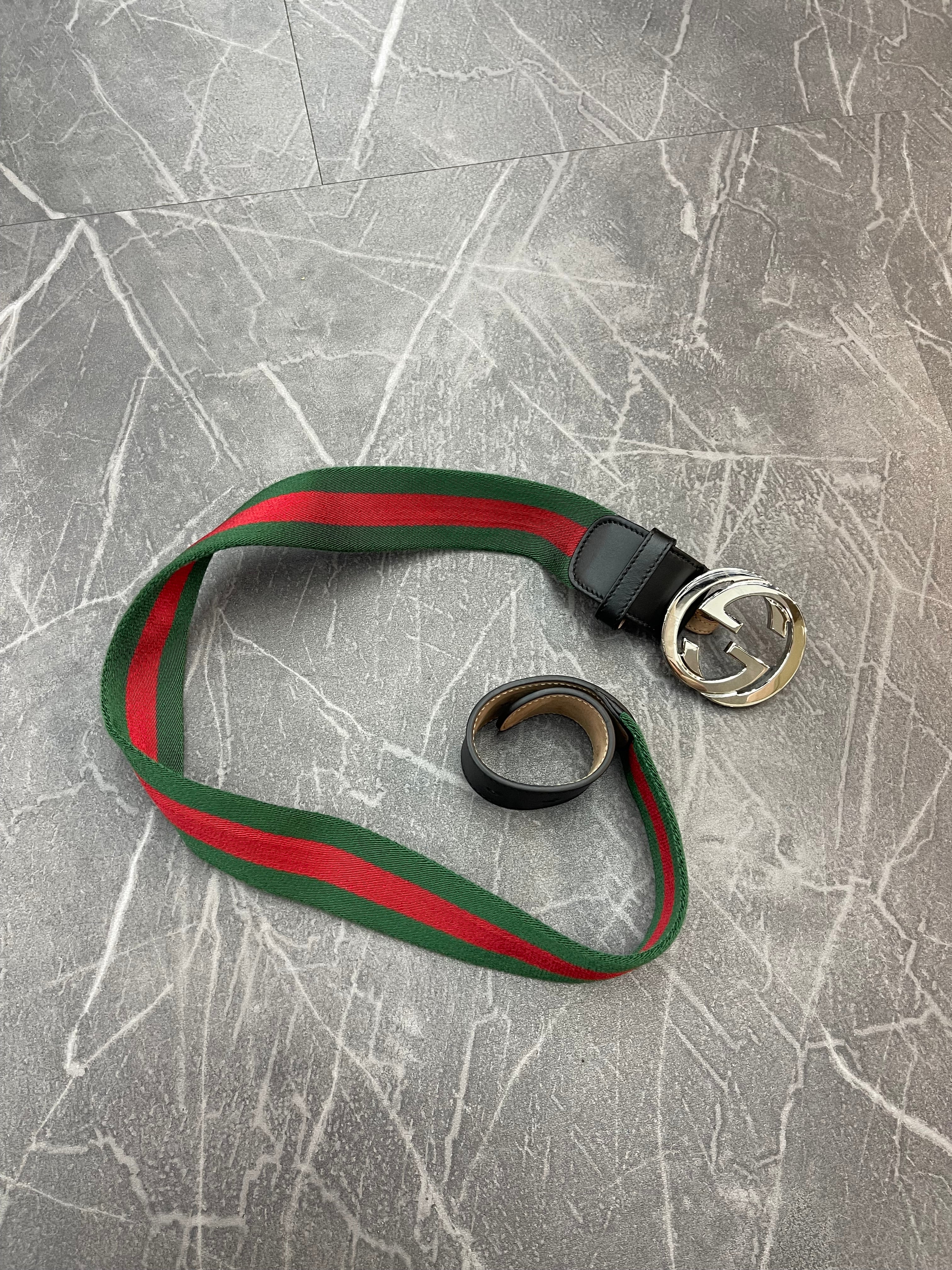 Gucci Green Red Stripe Belt