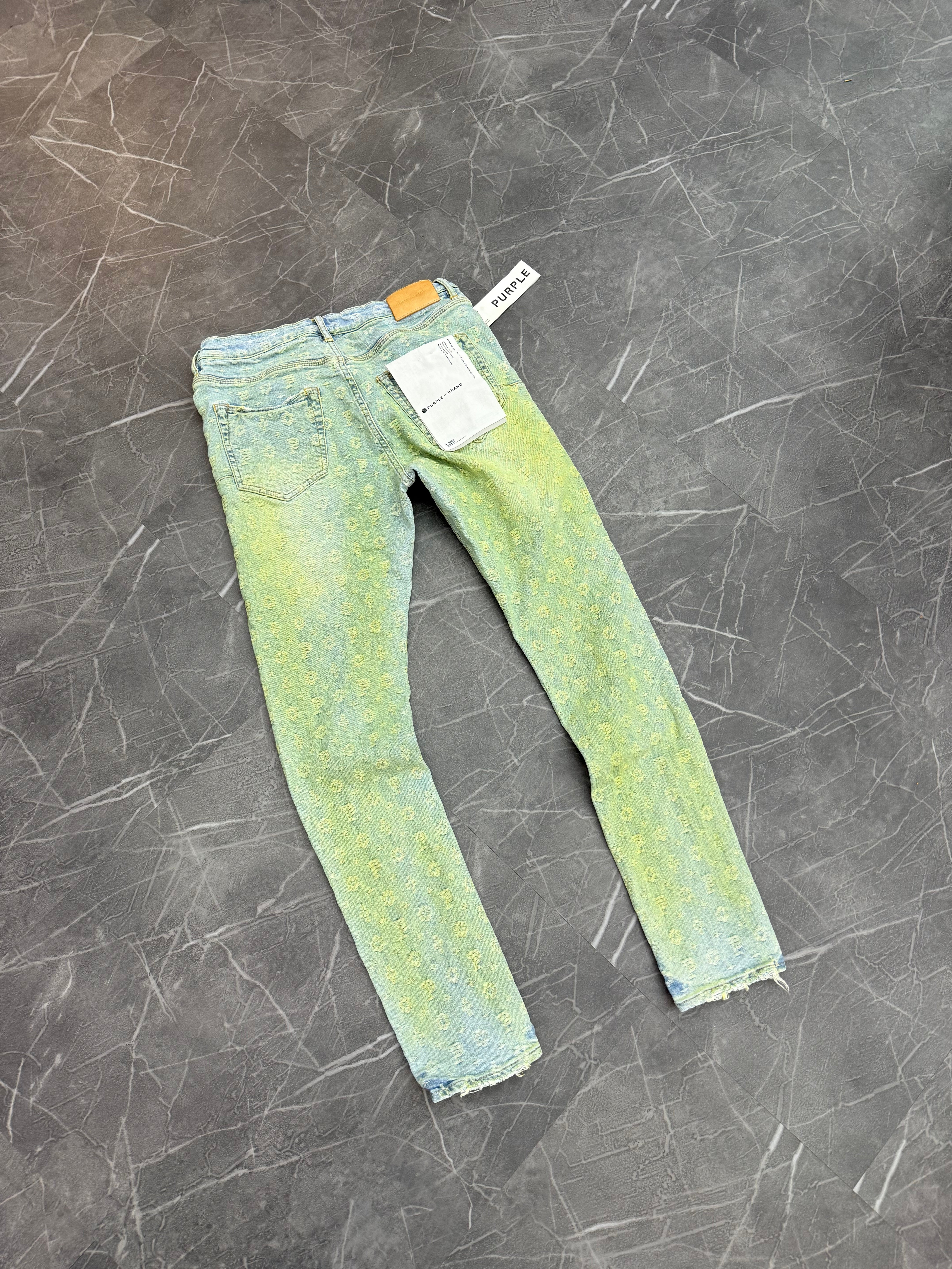 Purple Brand Jeans Monogram Logo Green Fade
