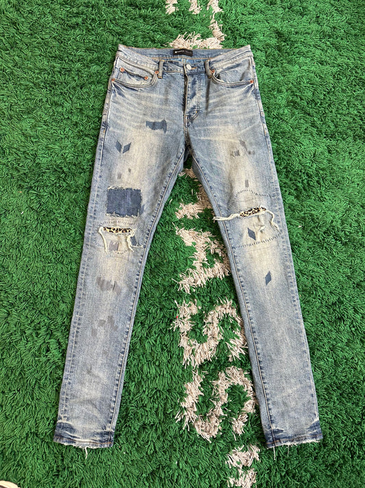 Purple Brand Jeans Blue Rip Cheetah Patches (30)
