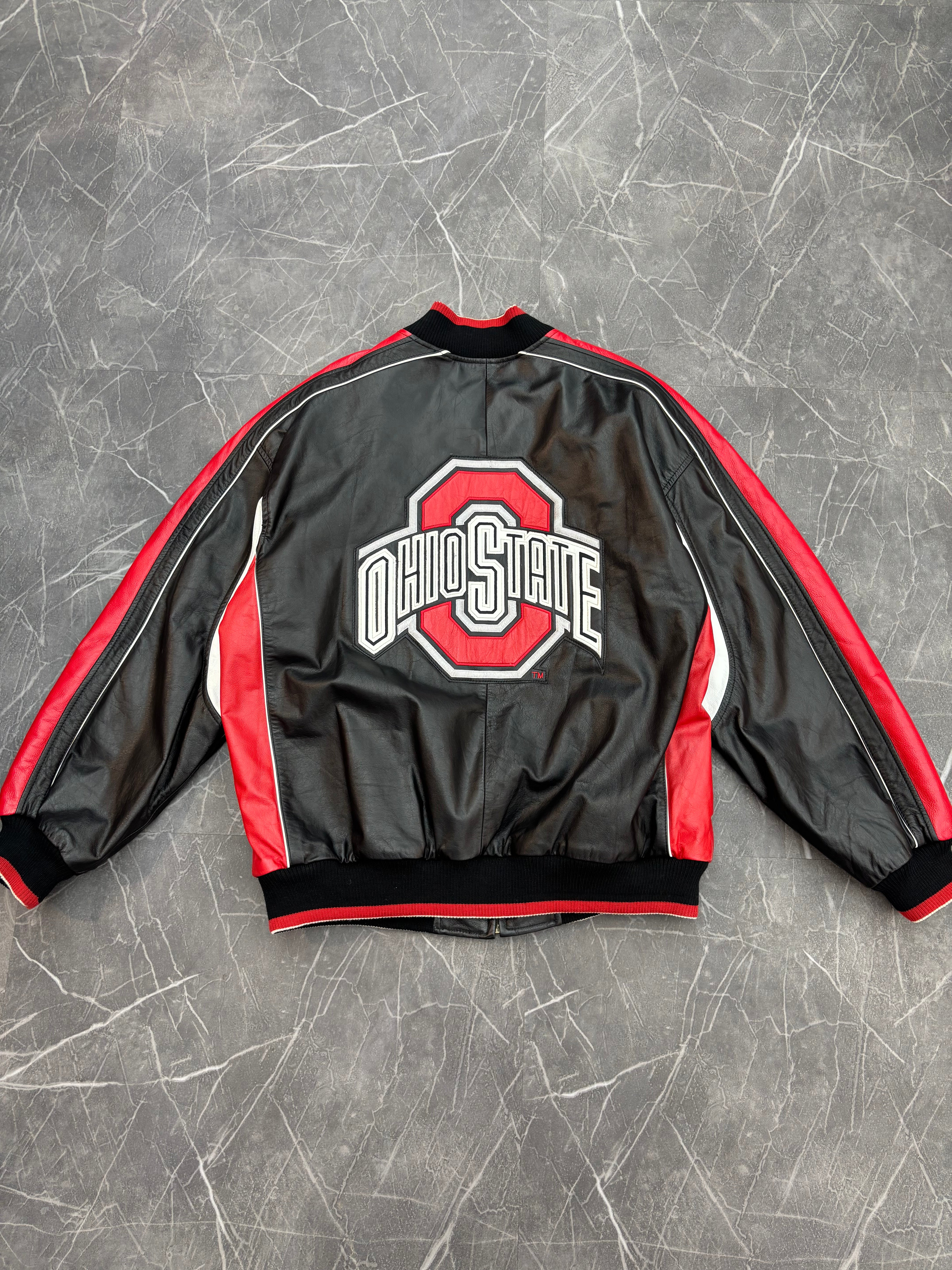 Ohio State Buckeyes Leather Bomber Jacket (XL)