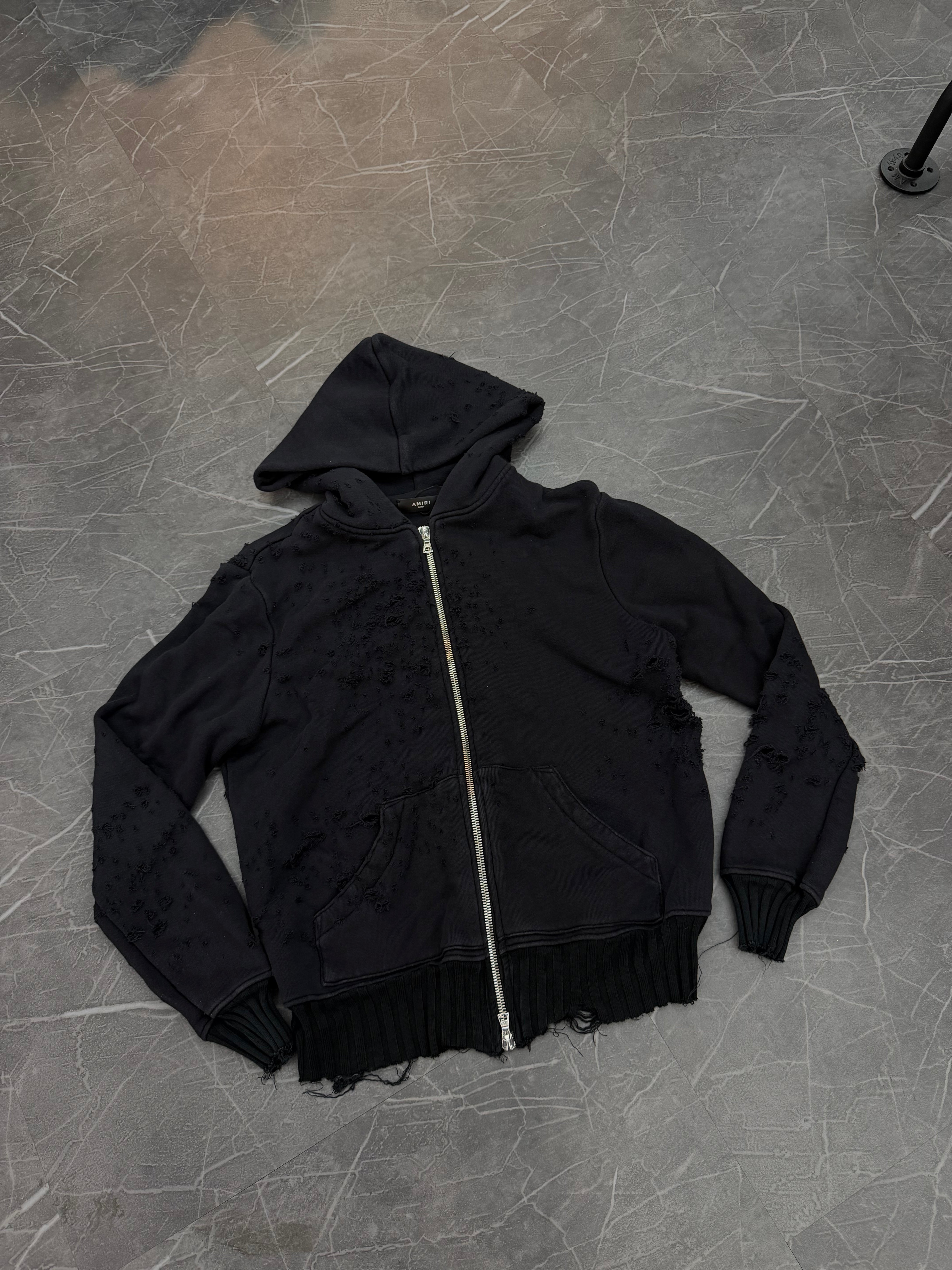 Amiri Zip Up Black Distressed