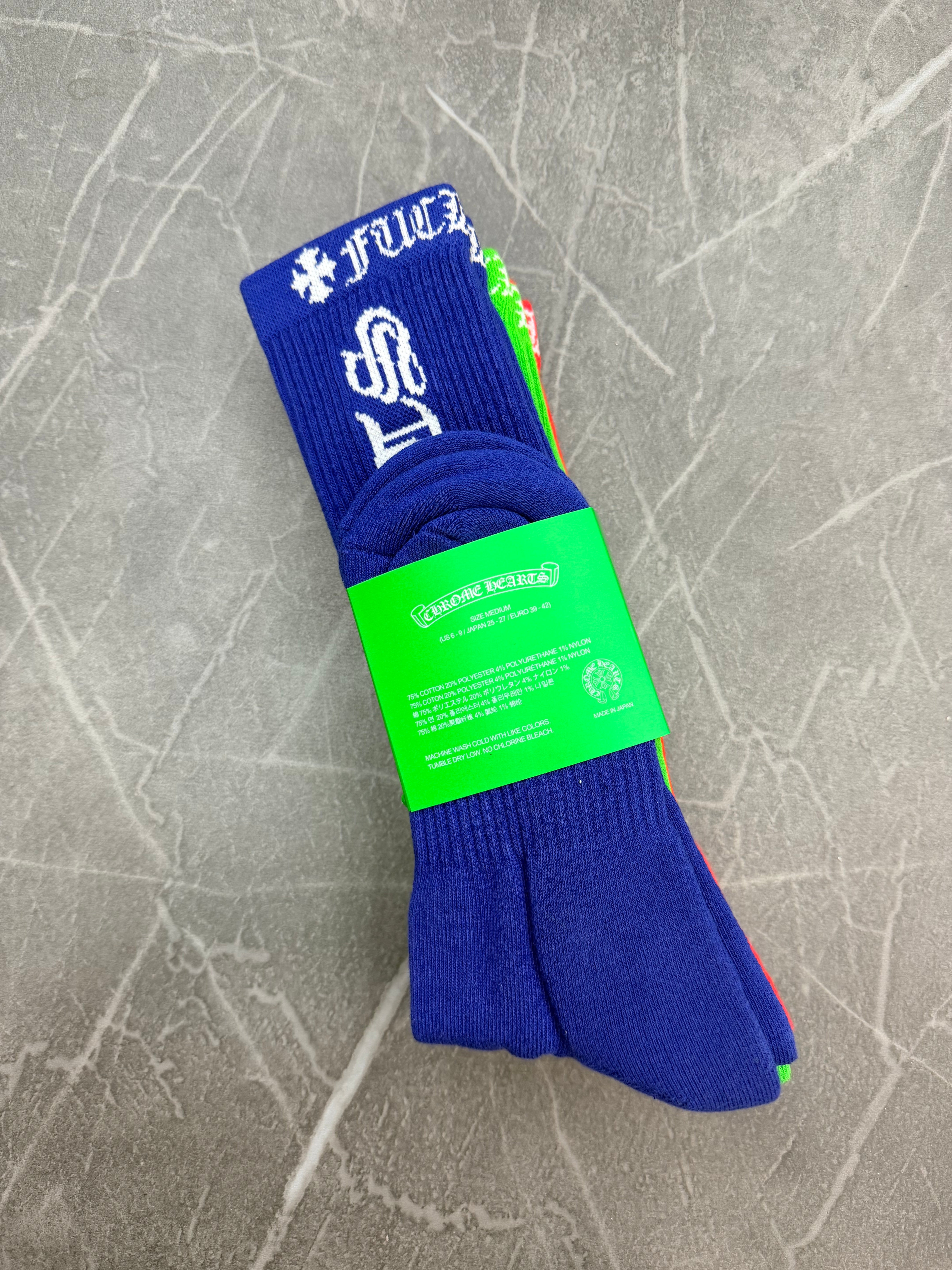 Chrome Hearts Socks White Embroidered Red Blue Green