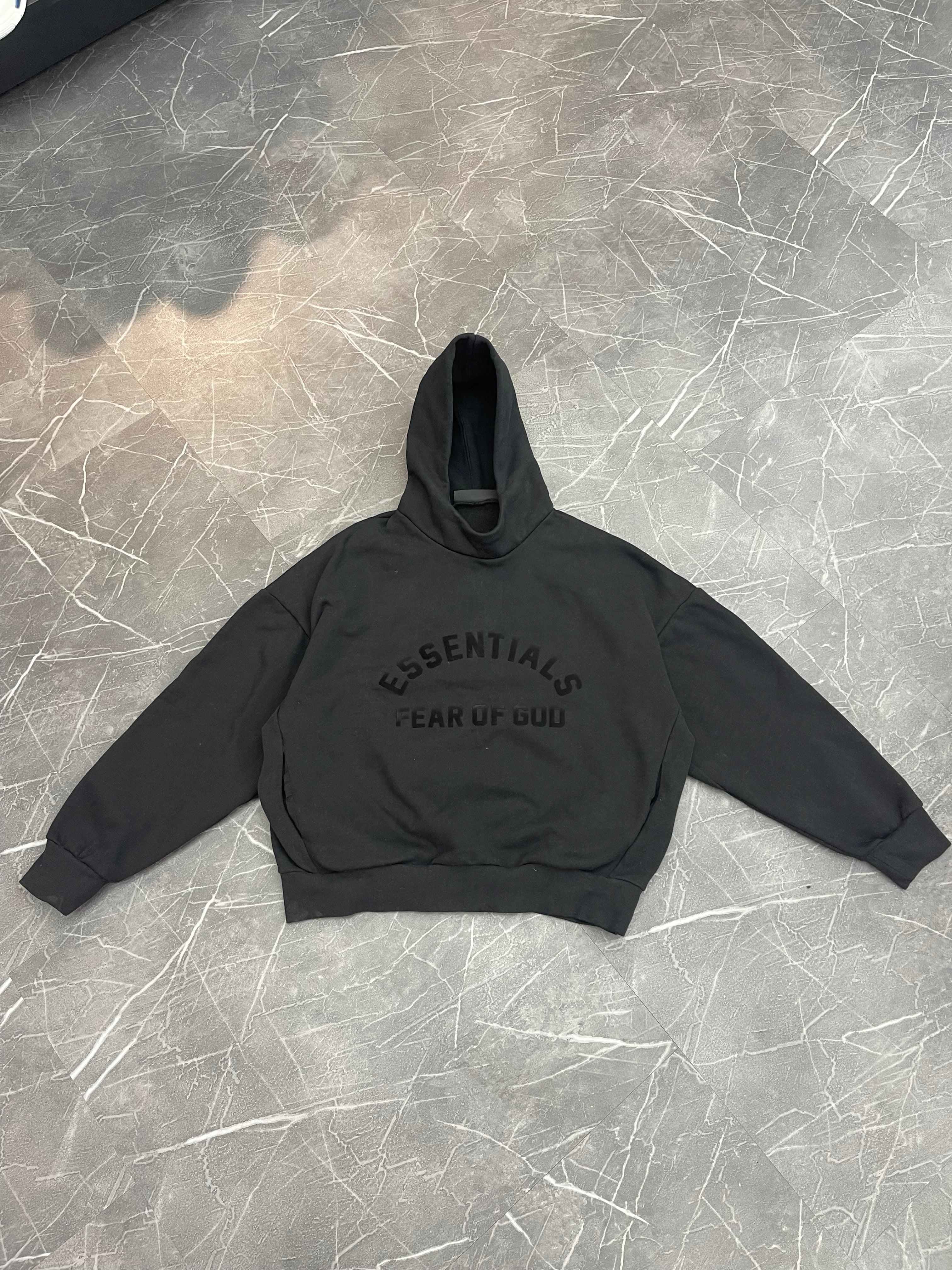 Essentials Arch Logo Hoodie “Jet Black”