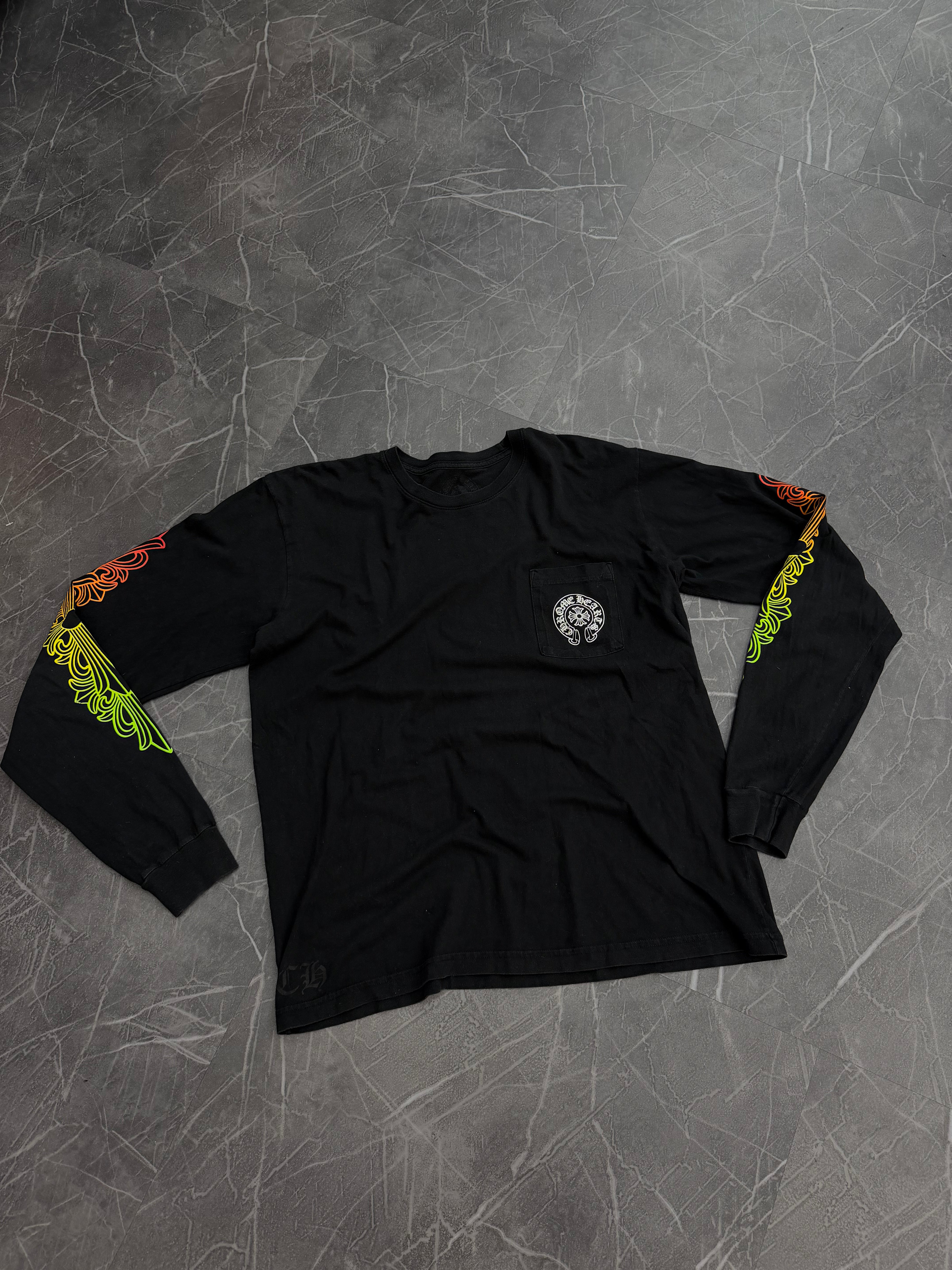 Chrome Hearts Floral Sleeve Gradient Long Sleeve Shirt Black