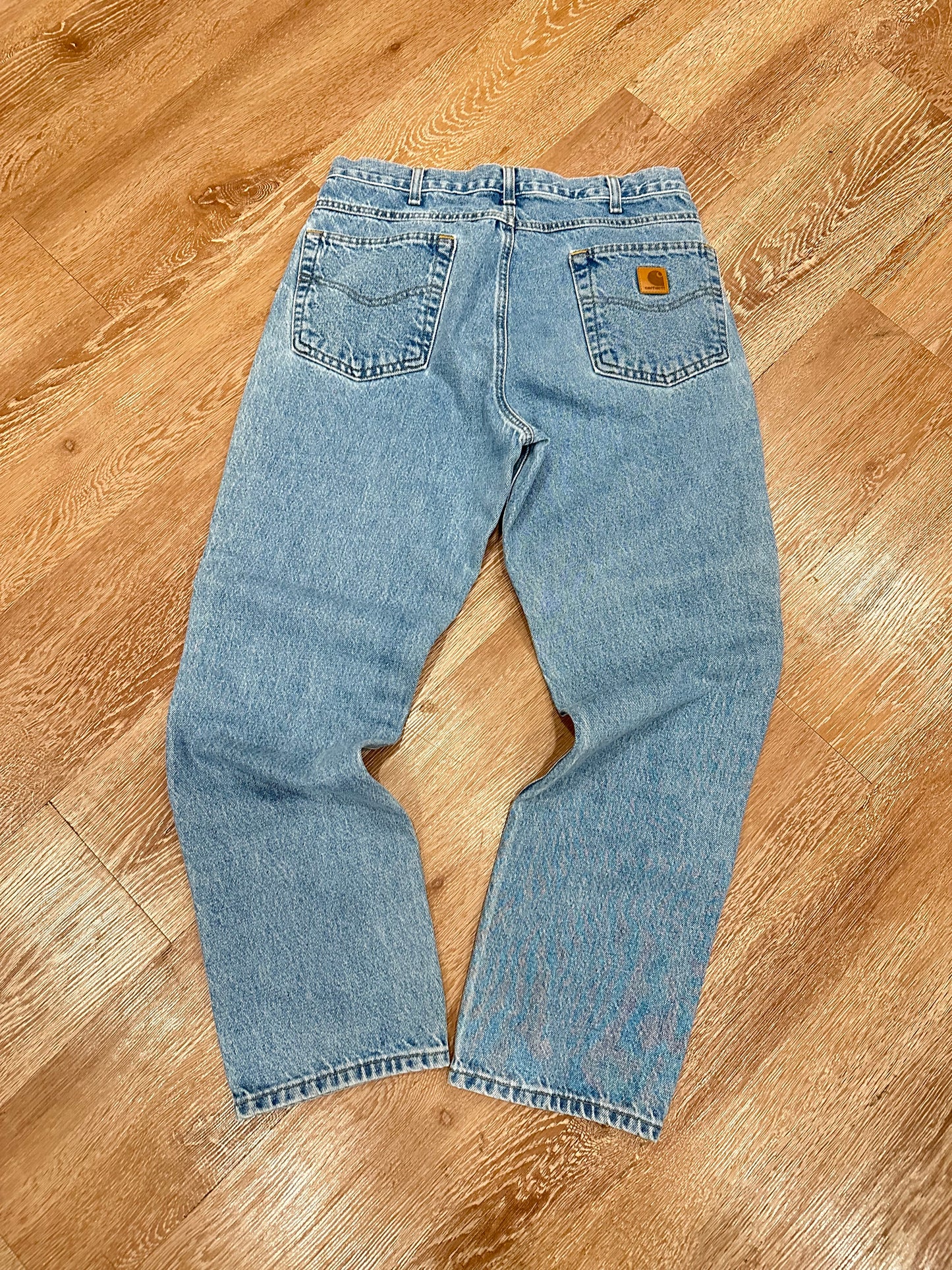 1990s Carhartt Denim Work Jeans Light Wash (34)
