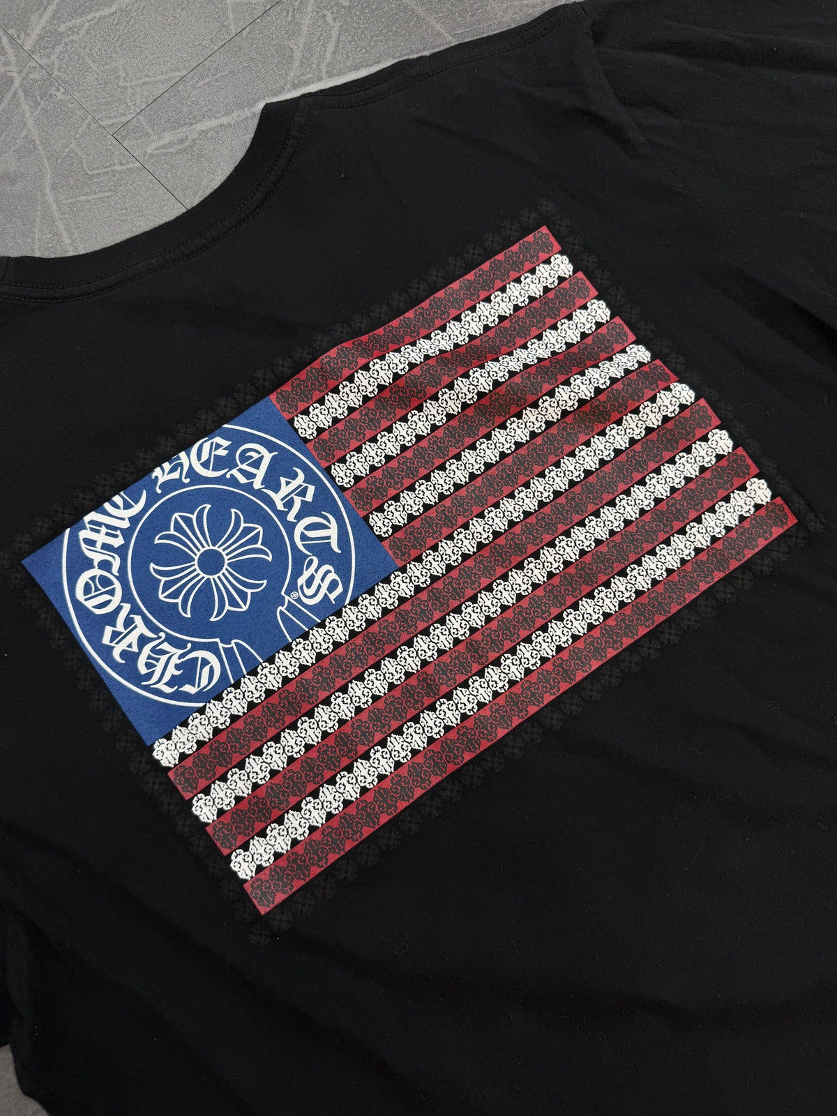 Chrome Hearts Dagger Flag USA Pocket Tee Black