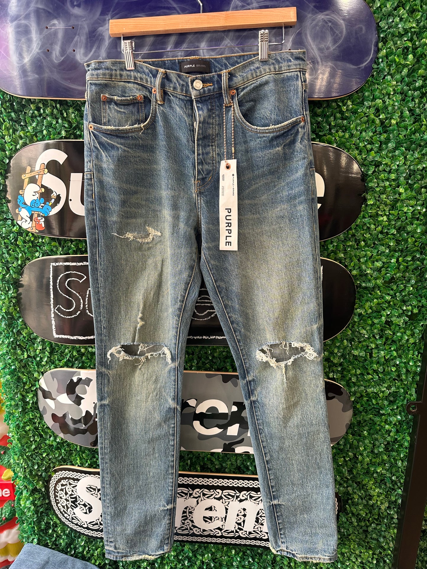 Purple Brand Jeans Blue Denim Rips (32)