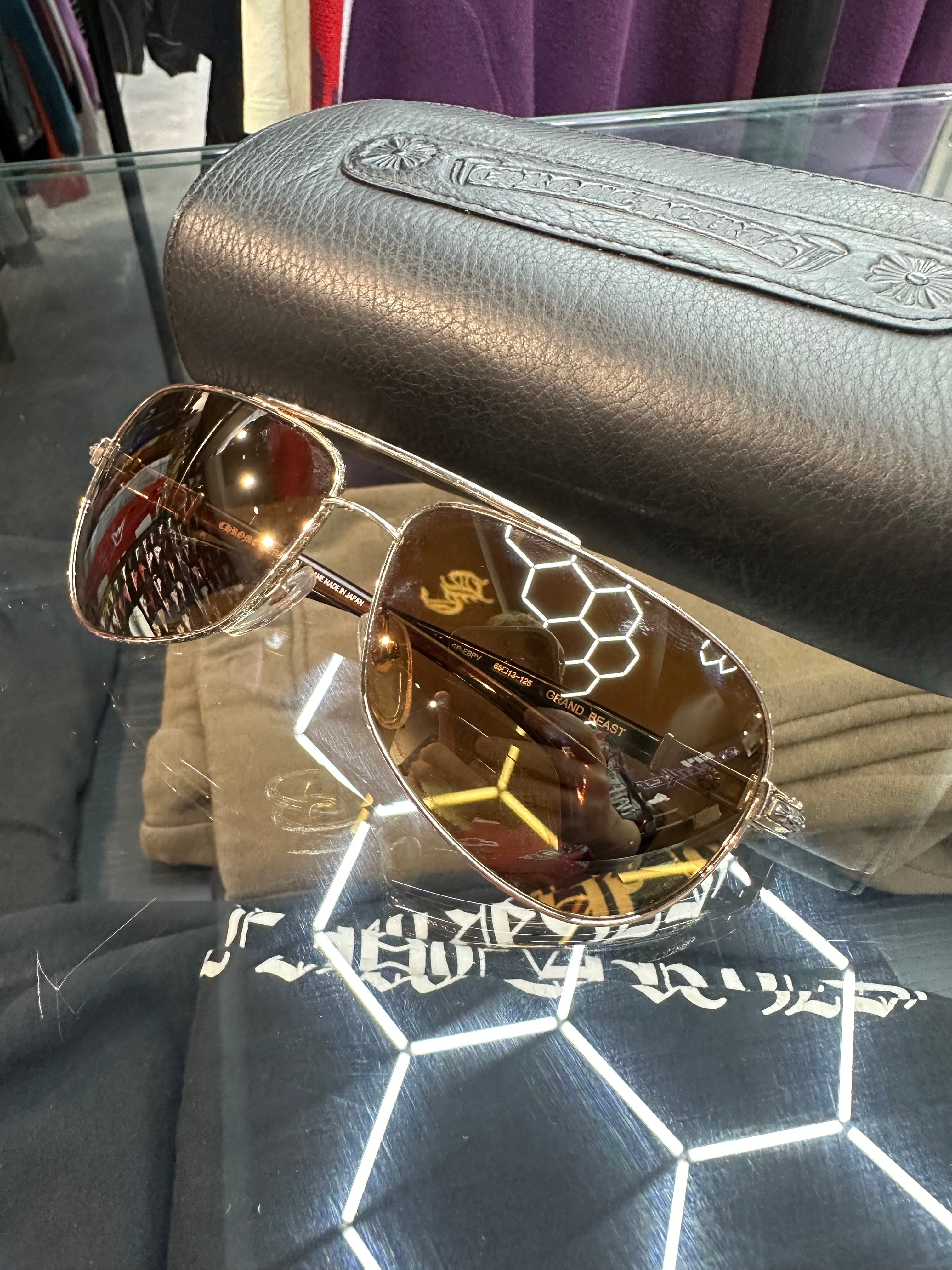 Chrome Hearts Grand Beast Aviators Wood / Gold Plated