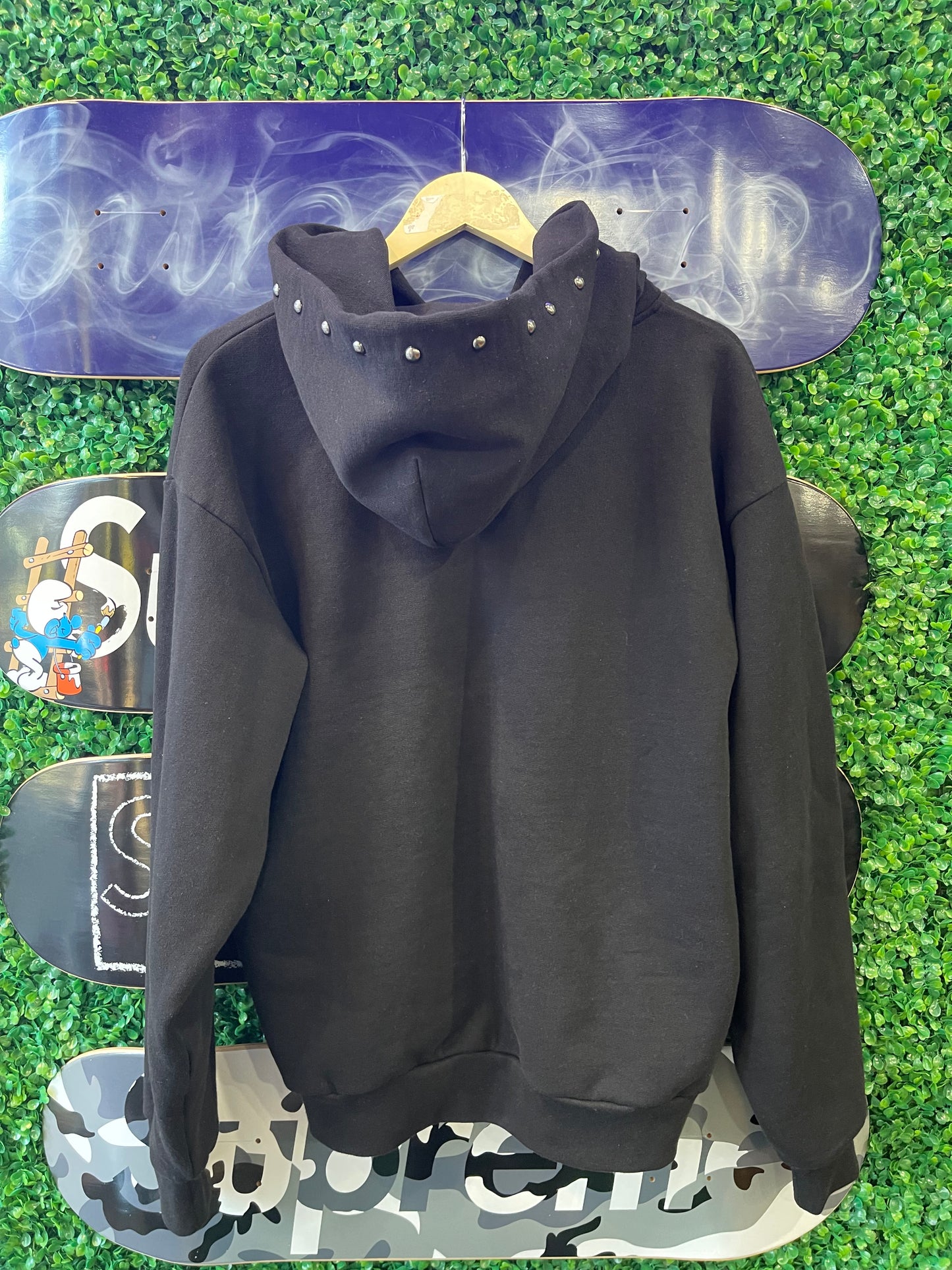 Sp5der Studded Zip Up OG Web Hoodie “Black”