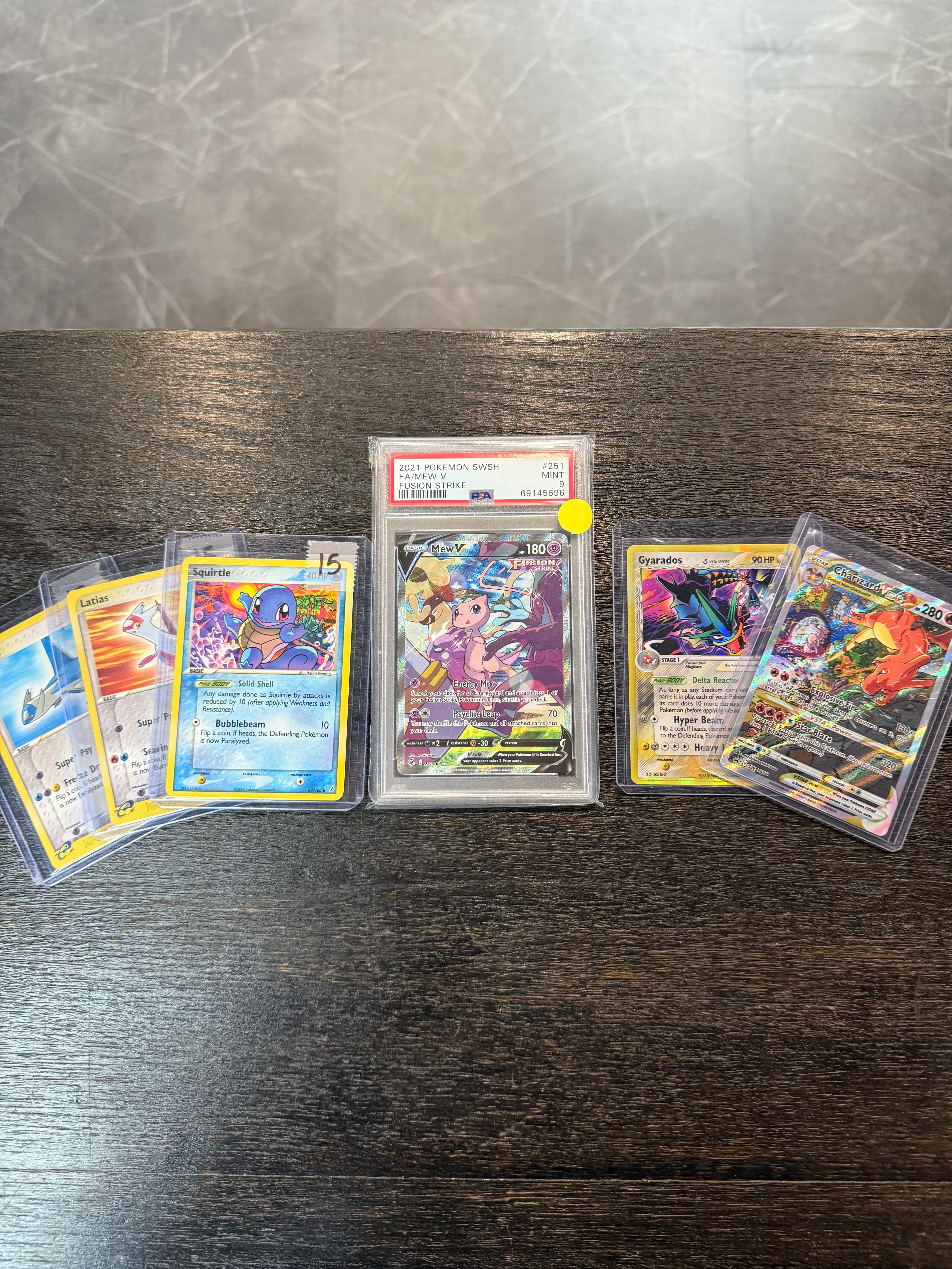 Pokemon Lot (Mew V, Gyarados Delta, Charizard VSTAR, Squirtle, latias, Latios)