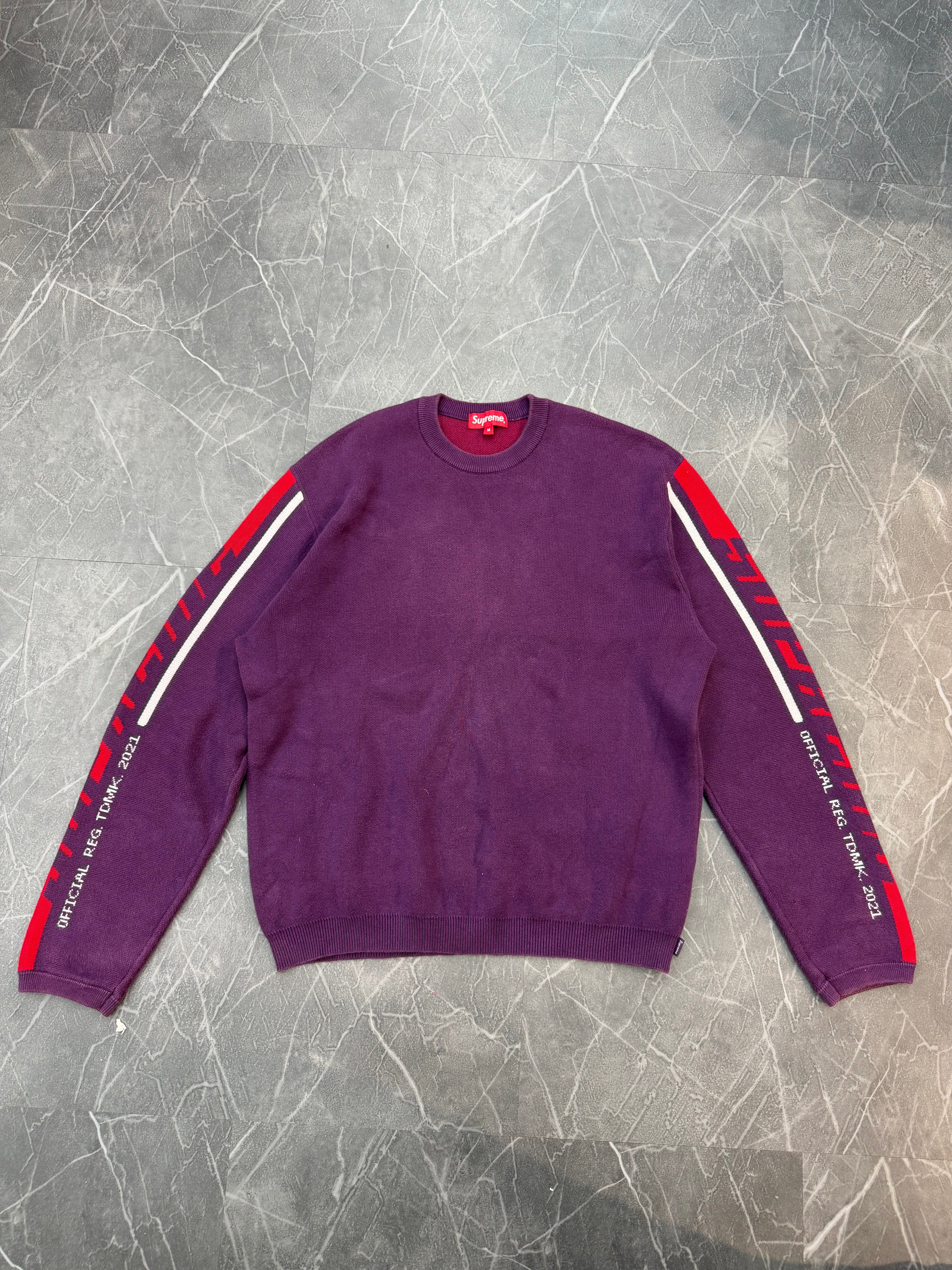 Supreme Sleeve Stripe Sweater “Plum”