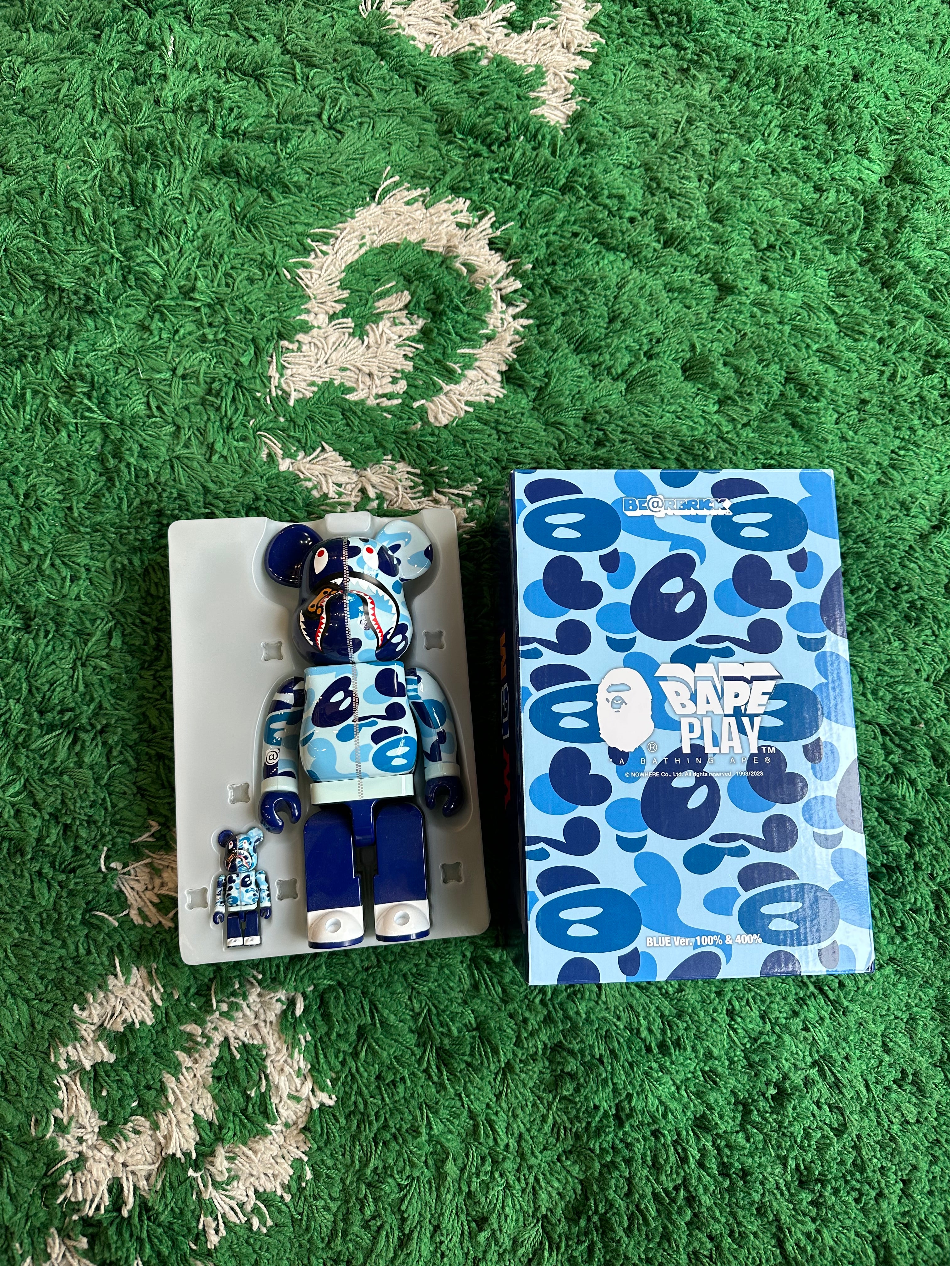 Bape BearBrick Blue Shark Camo