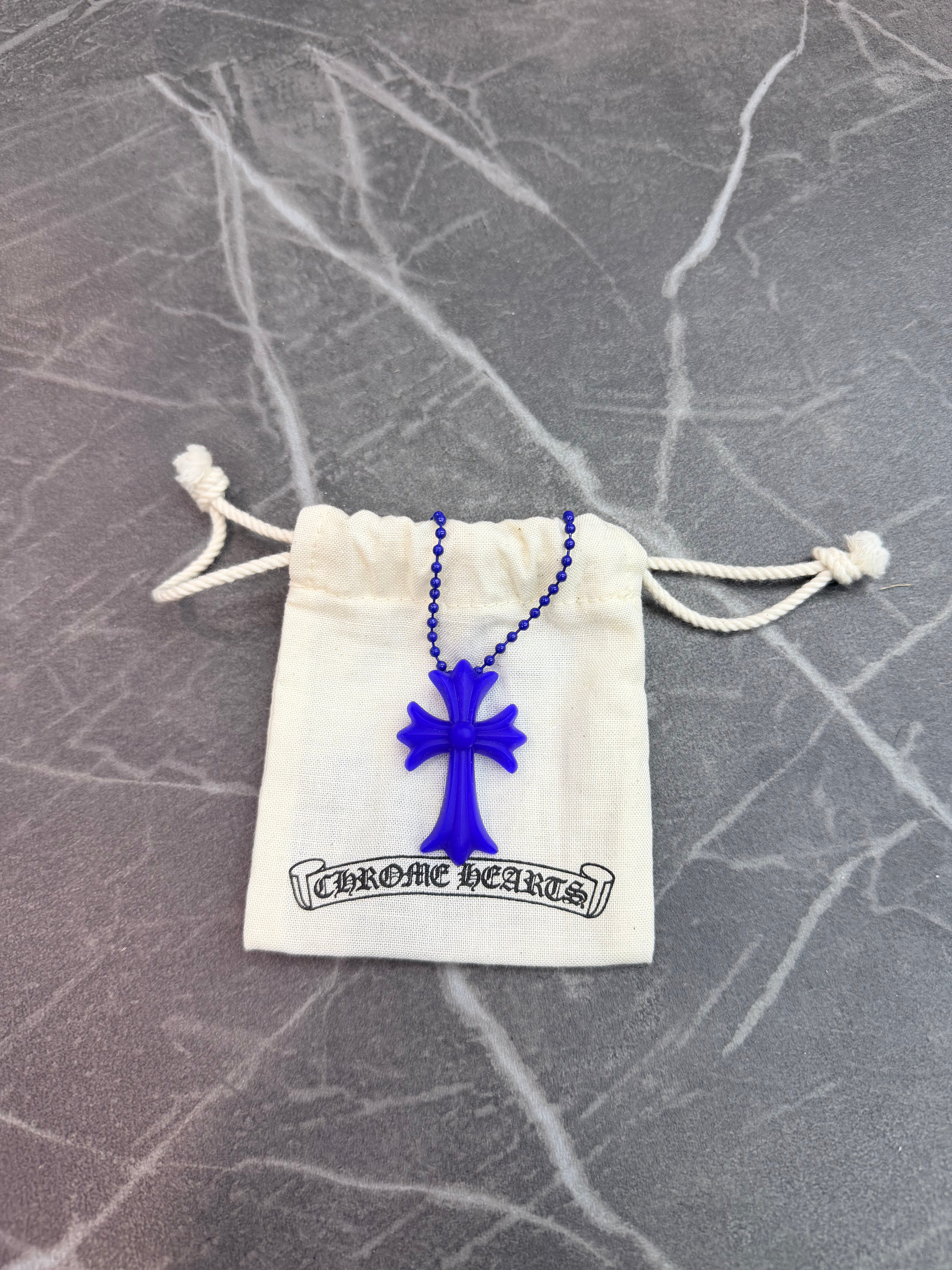 Chrome Hearts Blue Silicone Cross Pendant