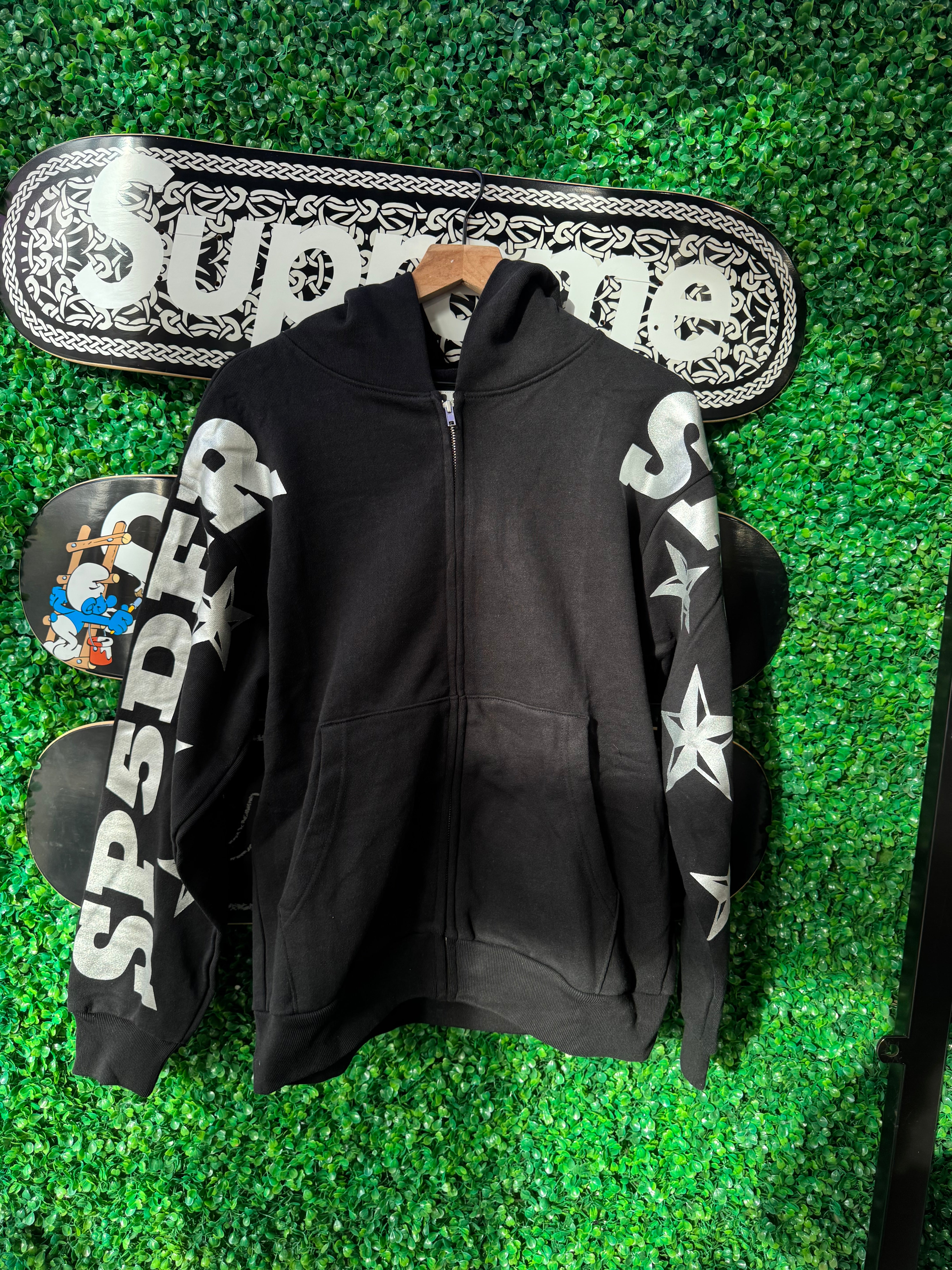 Sp5der Zip Hoodie MX555 “Black”