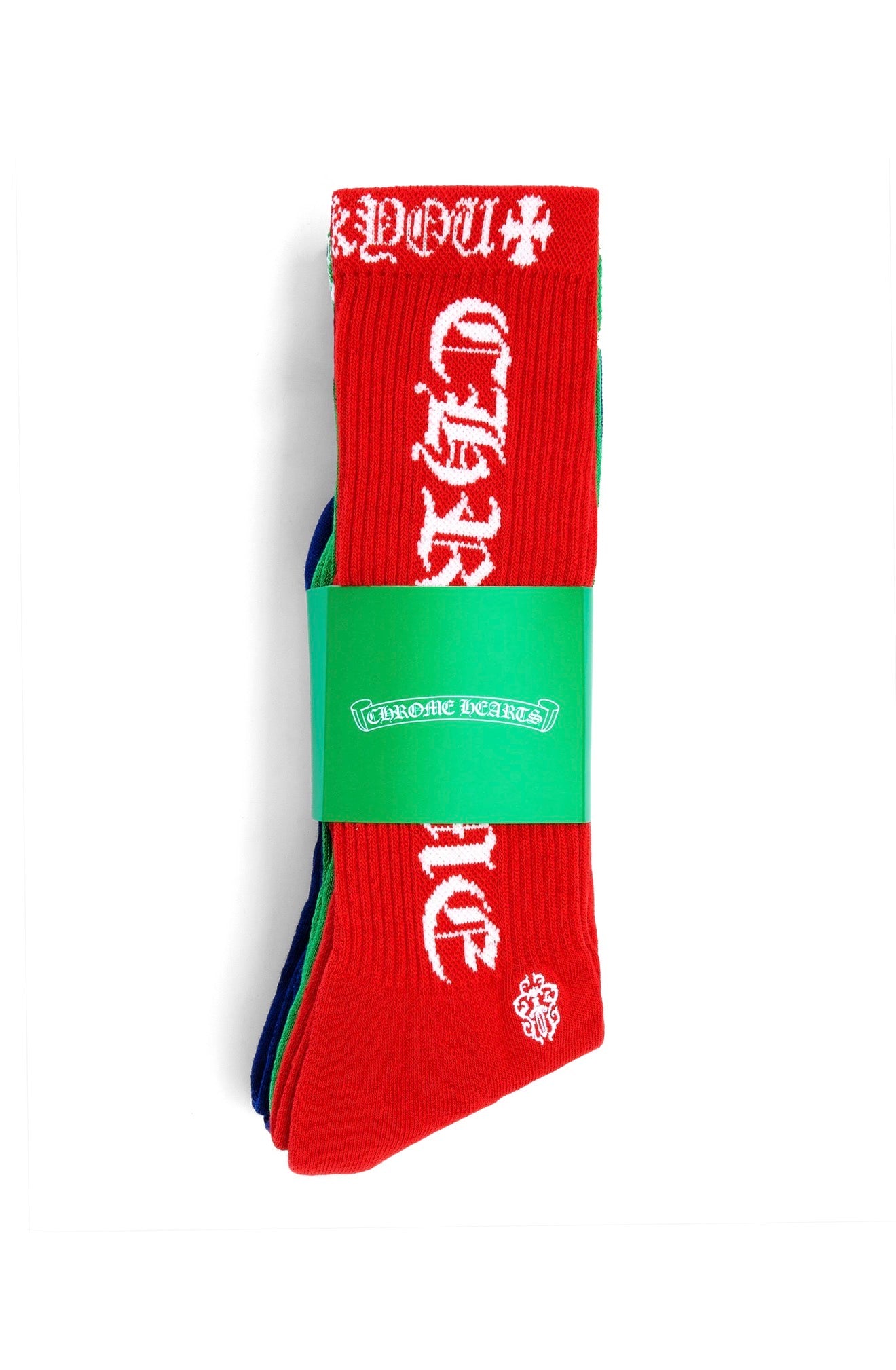 Chrome Hearts Socks White Embroidered Red Blue Green