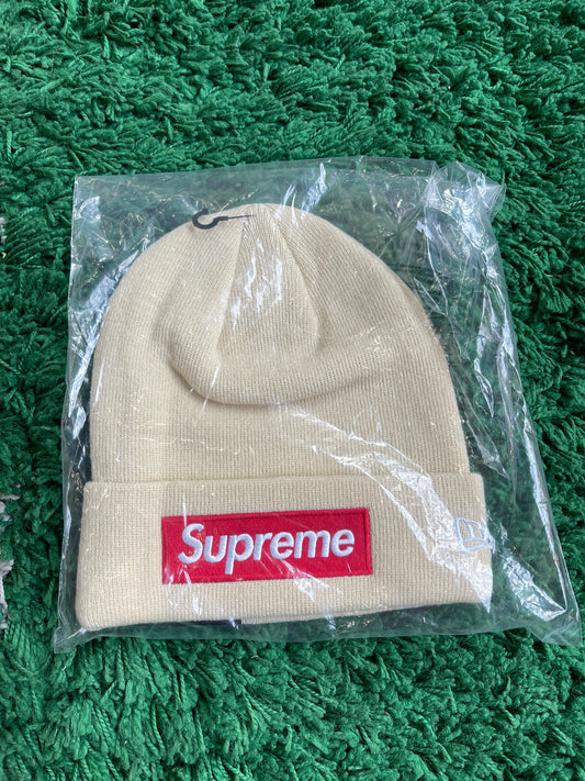 Supreme Beanie “Cream Red Box Logo”