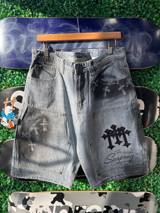 TSC Paint Splashed Jorts “Blue”