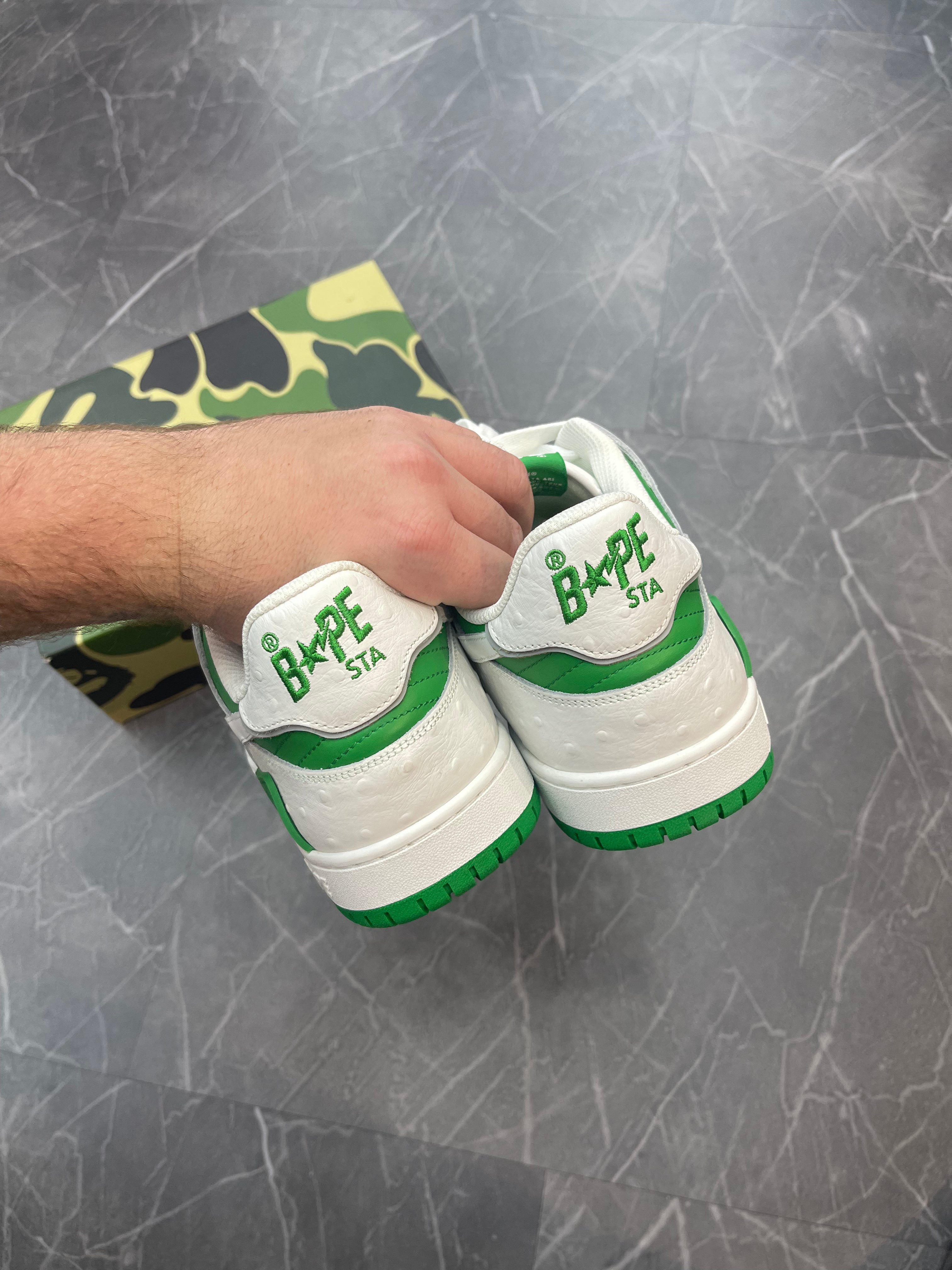 A Bathing Ape Sk8 Sta #1 Ostrich Pack White Green