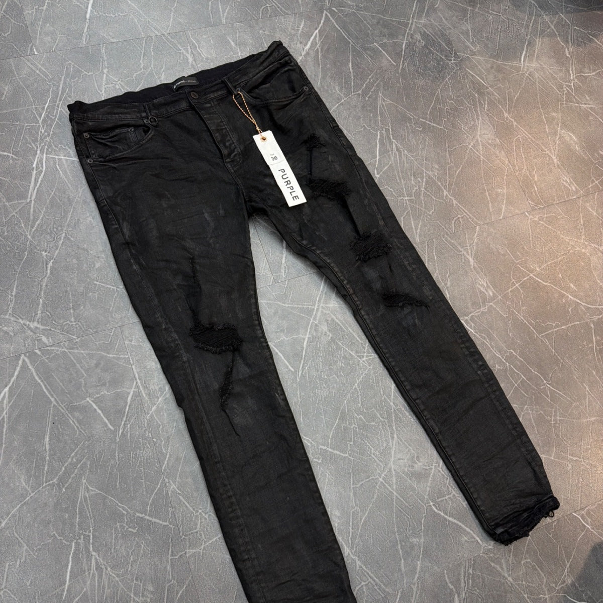 Purple Brand Jeans Knee Rip Black