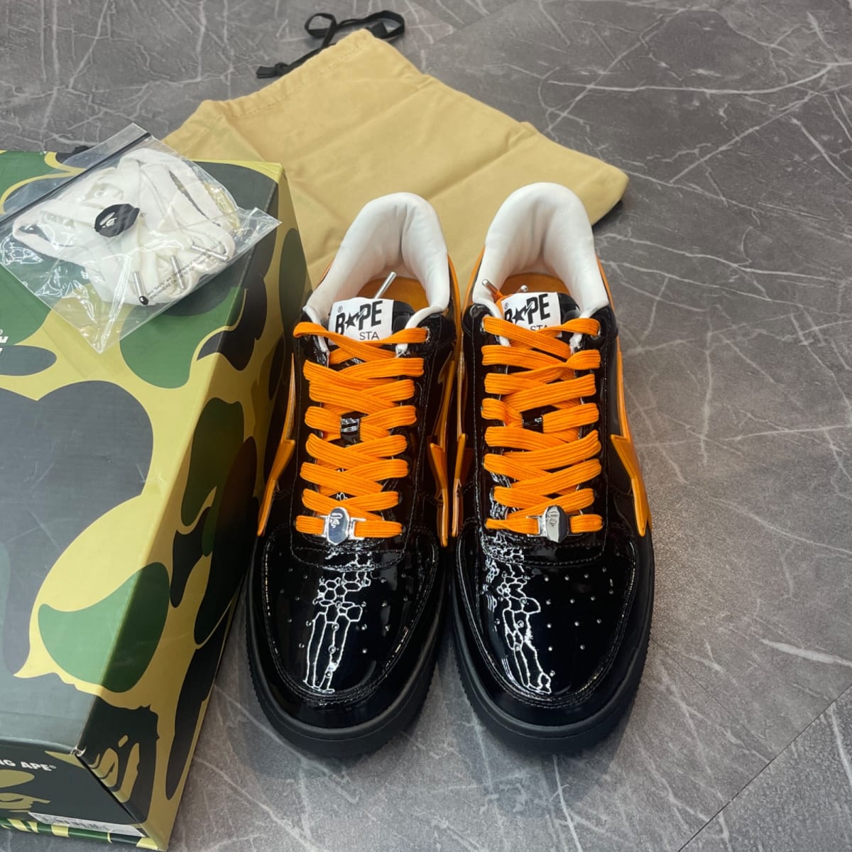 A Bathing Ape Bape Sta OS Feature Exclusive M2 Black Orange (Size 12) (VNDS)