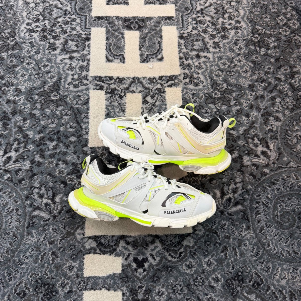 Balenciaga Track Worn Out In White Fluo Yellow - front