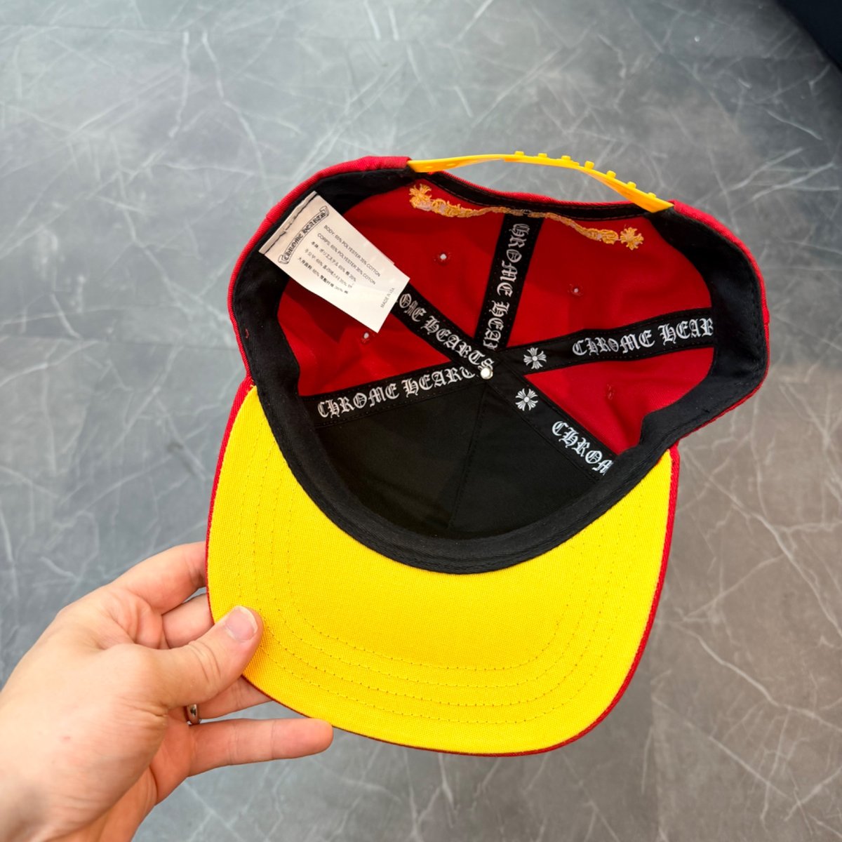 Chrome Hearts CH Silver Button Hat Red/Yellow - Image 5