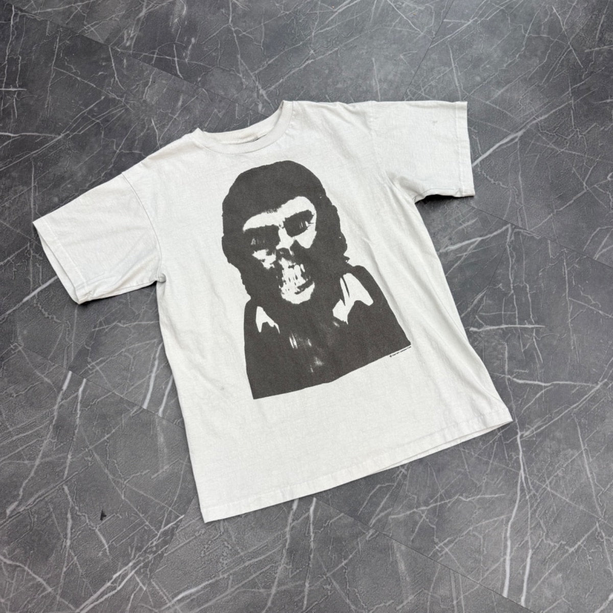 BAPE x Saint Mxxxxxx Skull Tee Vintage White (Size S) (Moderately Worn)