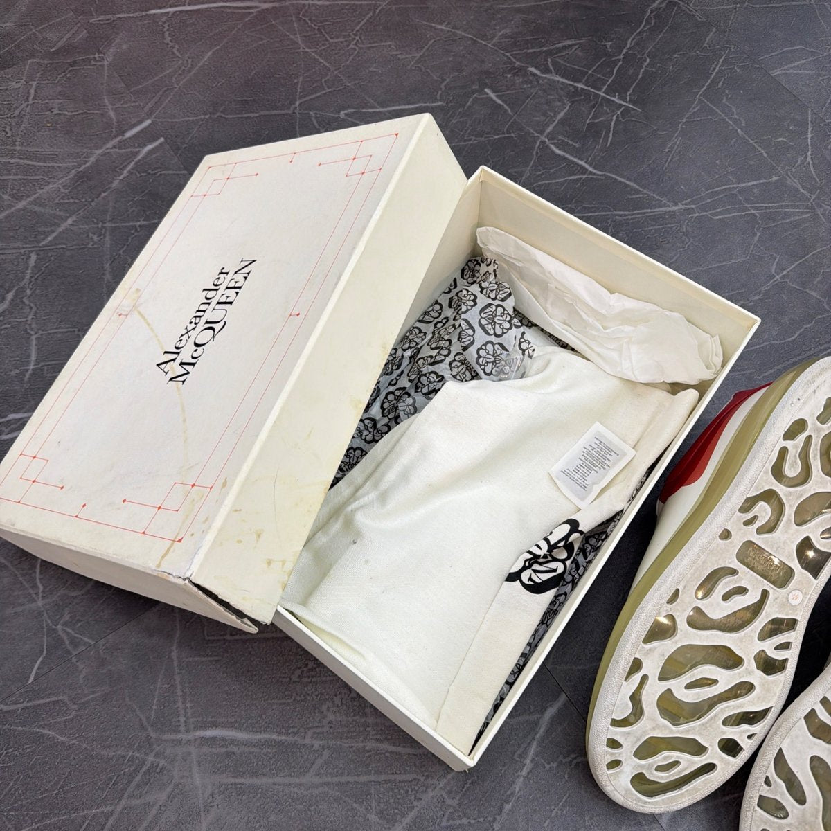 Alexander McQueen Oversized Clear Sole 3D Print Lust Red (Size 45) (Lightly Worn) - box