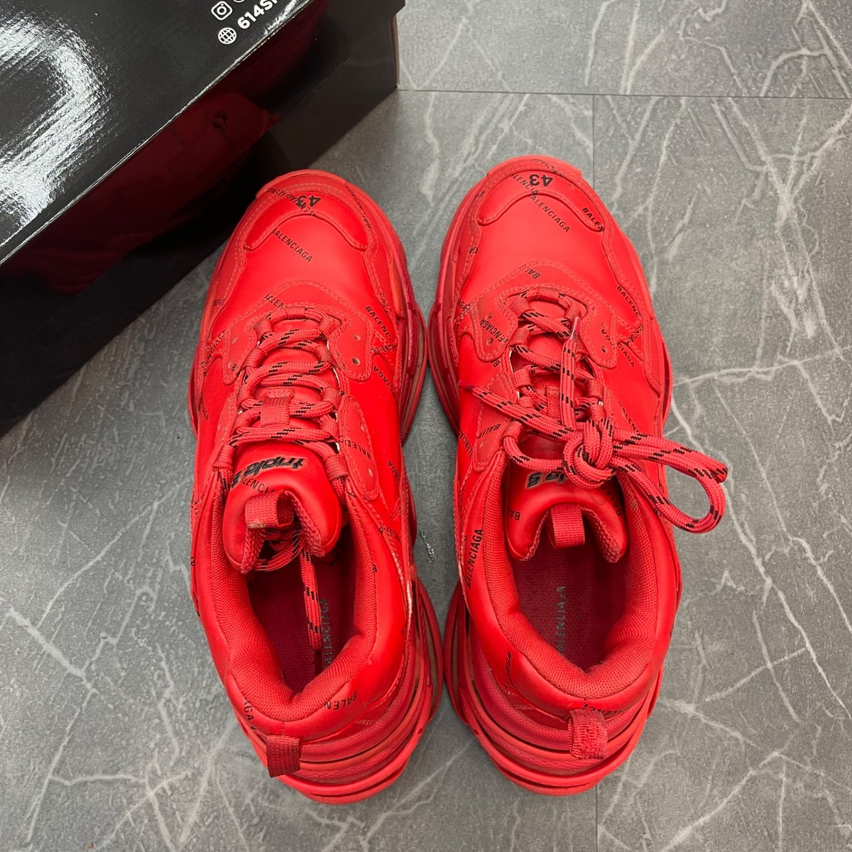 Balenciaga Triple S Allover Logo Red (Size 43) (Lightly Worn)