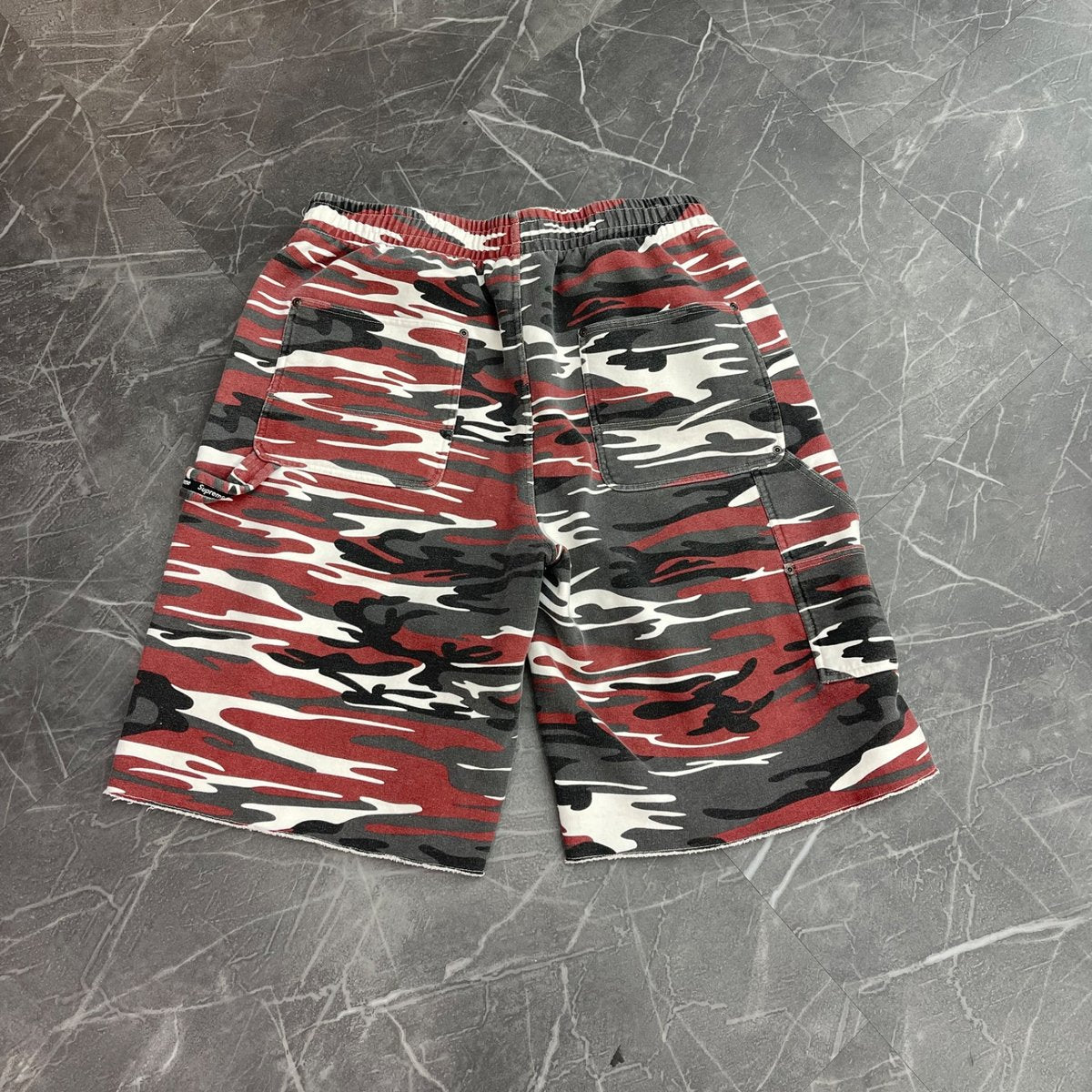 Supreme Double Knee Painter Sweatshort Red Tiger Camo (Size L) (Lightly Worn)