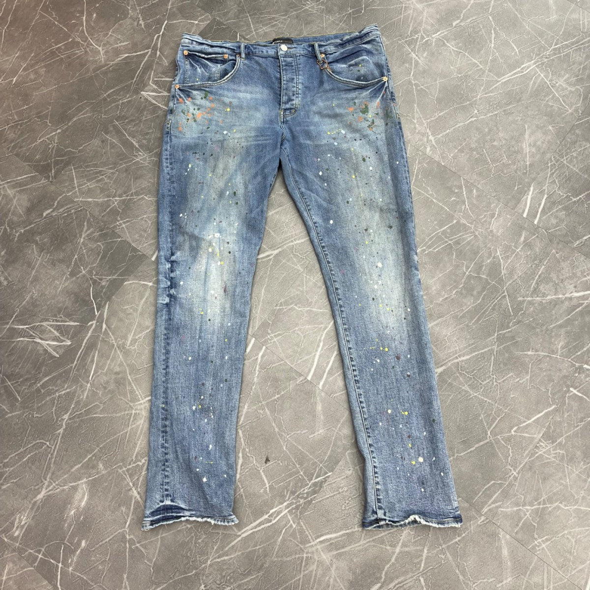 Purple Brand Multi Paint Splatter Jean Light Indigo