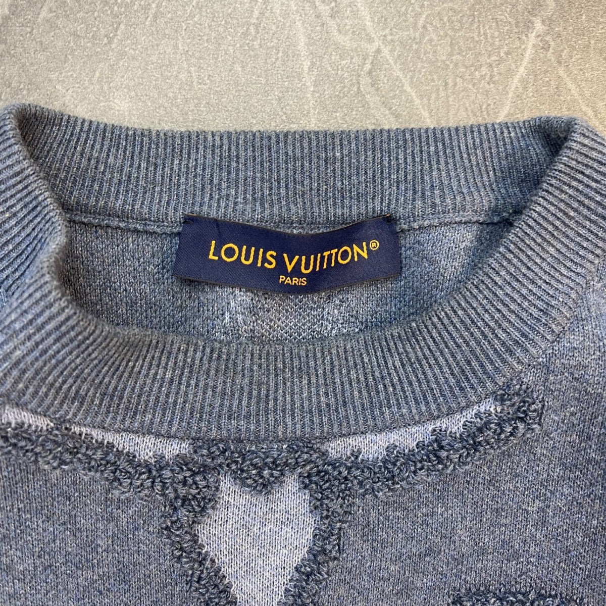 Louis Vuitton Textured Cotton Crewneck Indigo - Image 3