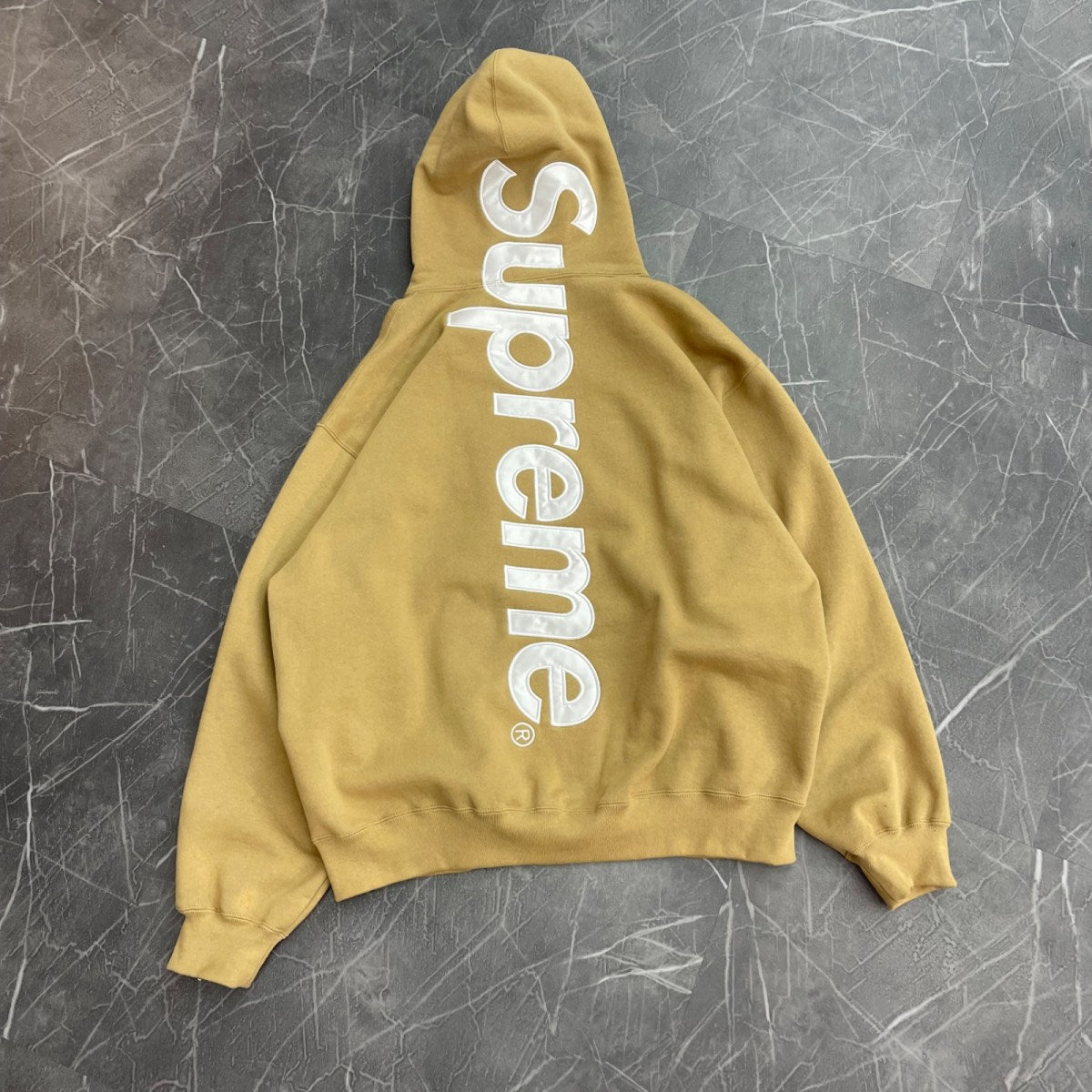 Supreme Satin Appliqué Hooded Sweatshirt (FW25) Brown - Image 3